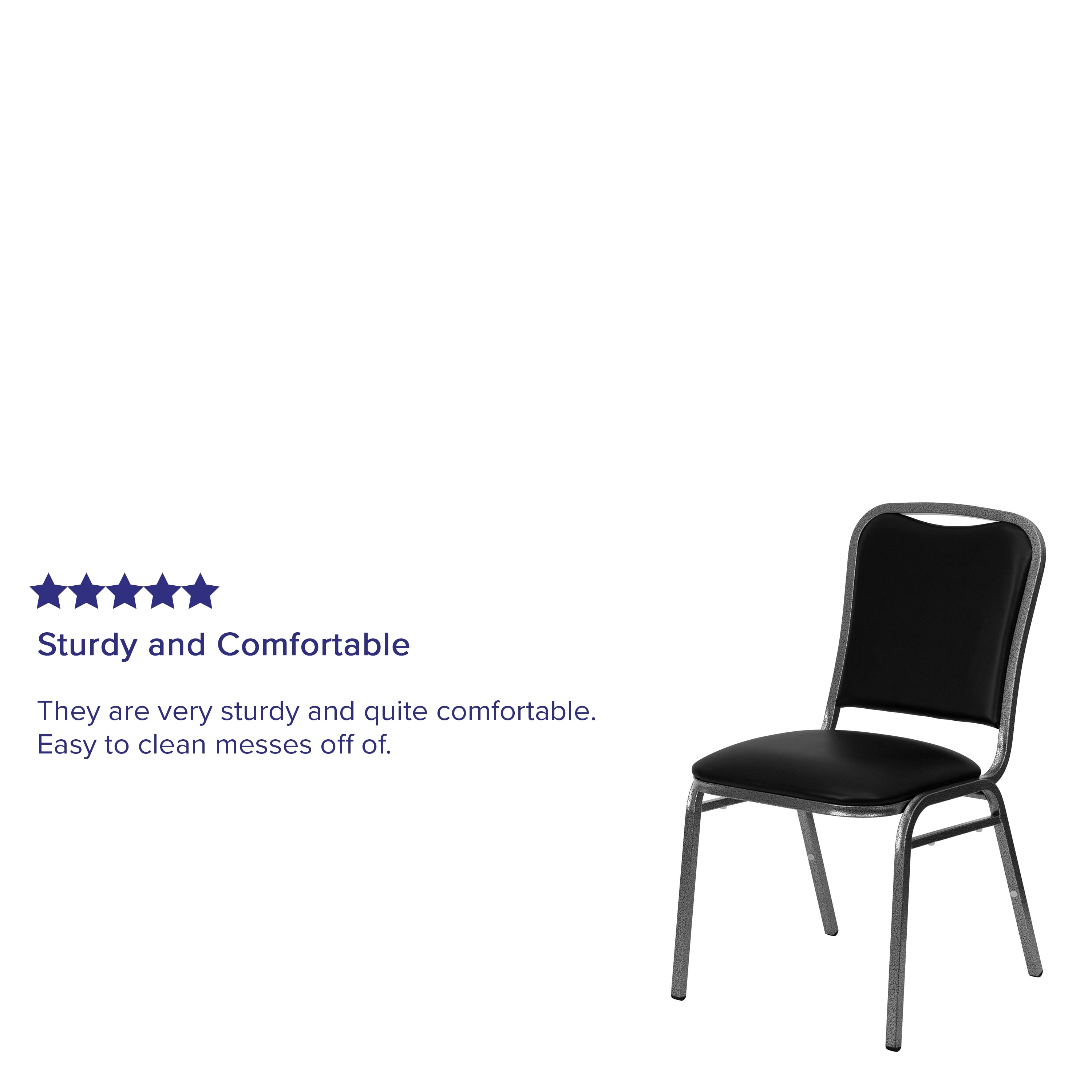 Elegant Black Vinyl and Silver Metal Stacking Banquet Chair