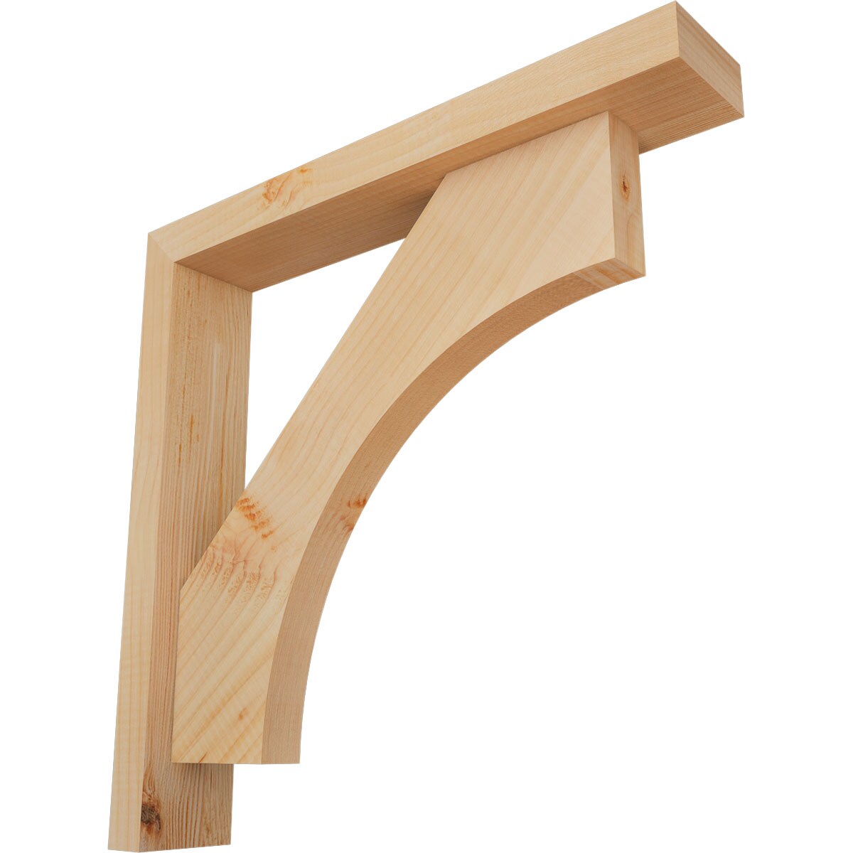Ekena Millwork 1464616 Westlake Block Smooth Bracket with Offset Brace 3-1/2-in x 20-in x 20-in Douglas fir Brown Wood Standard bracket