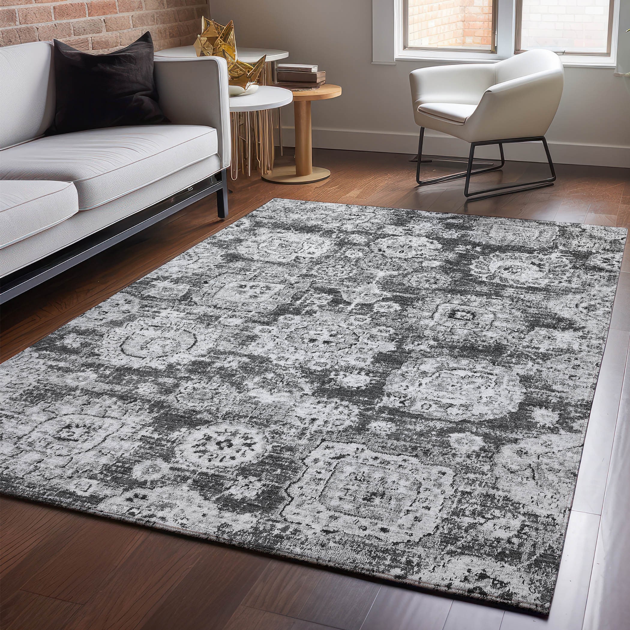 Addison Rugs AMF634GY30X46 Mayfield AMF634GY 2 x 3 (ft) Loomed Polyester Gray Rectangular Indoor Geometric Machine washable Area rug