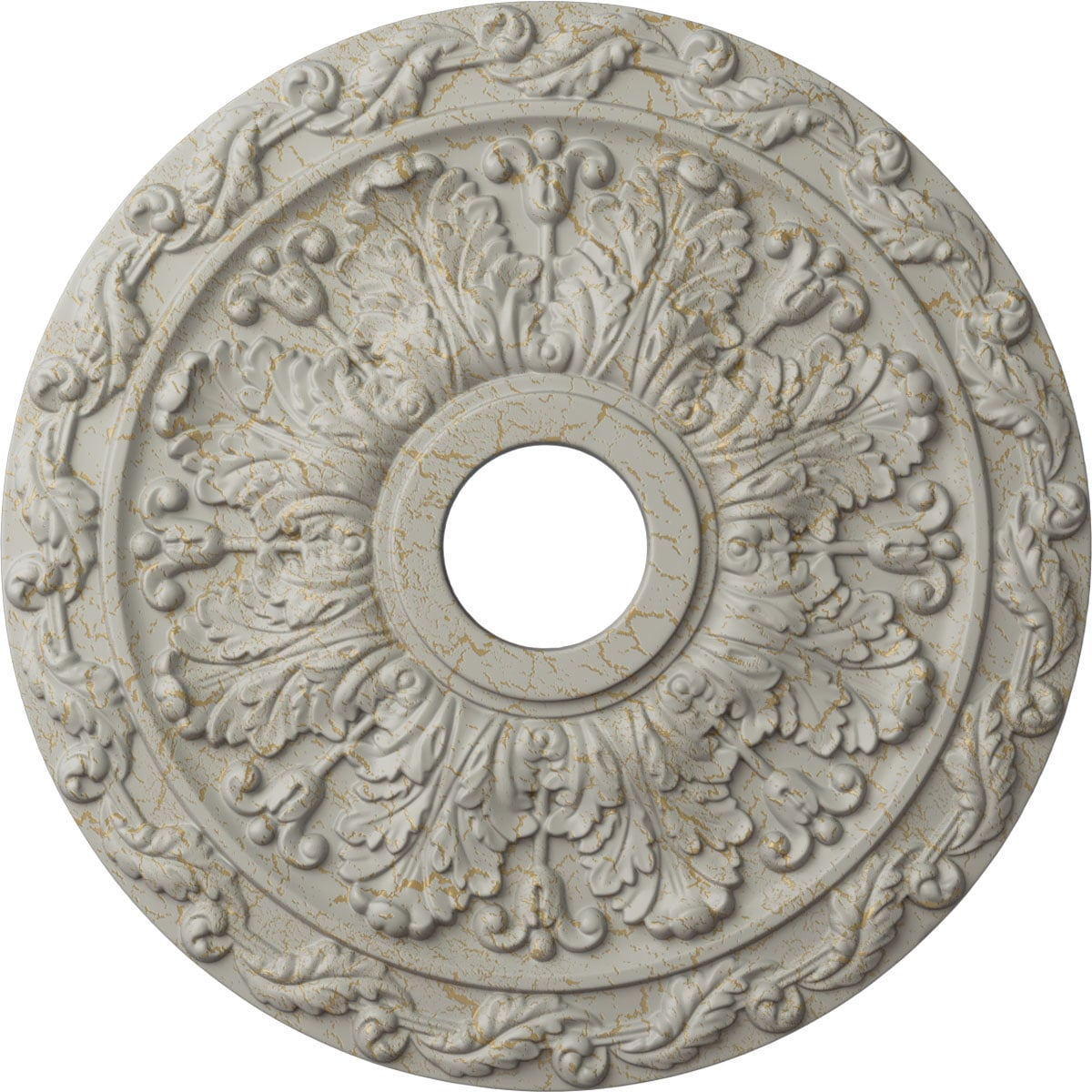 Ekena Millwork CM19SPPCC Spring Leaf 19.875-in W x 19.875-in L Painted Pot Of Cream Crackle Polyurethane Whole Ceiling Medallion