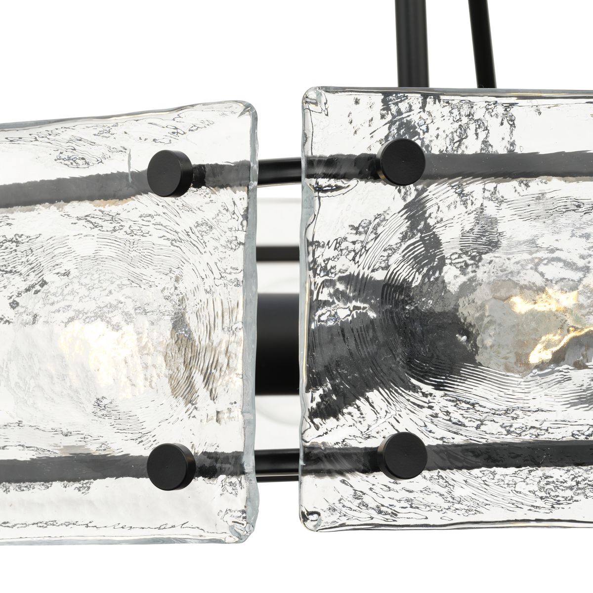 Rivera Matte Black 4-Light Chandelier with Textured Glass