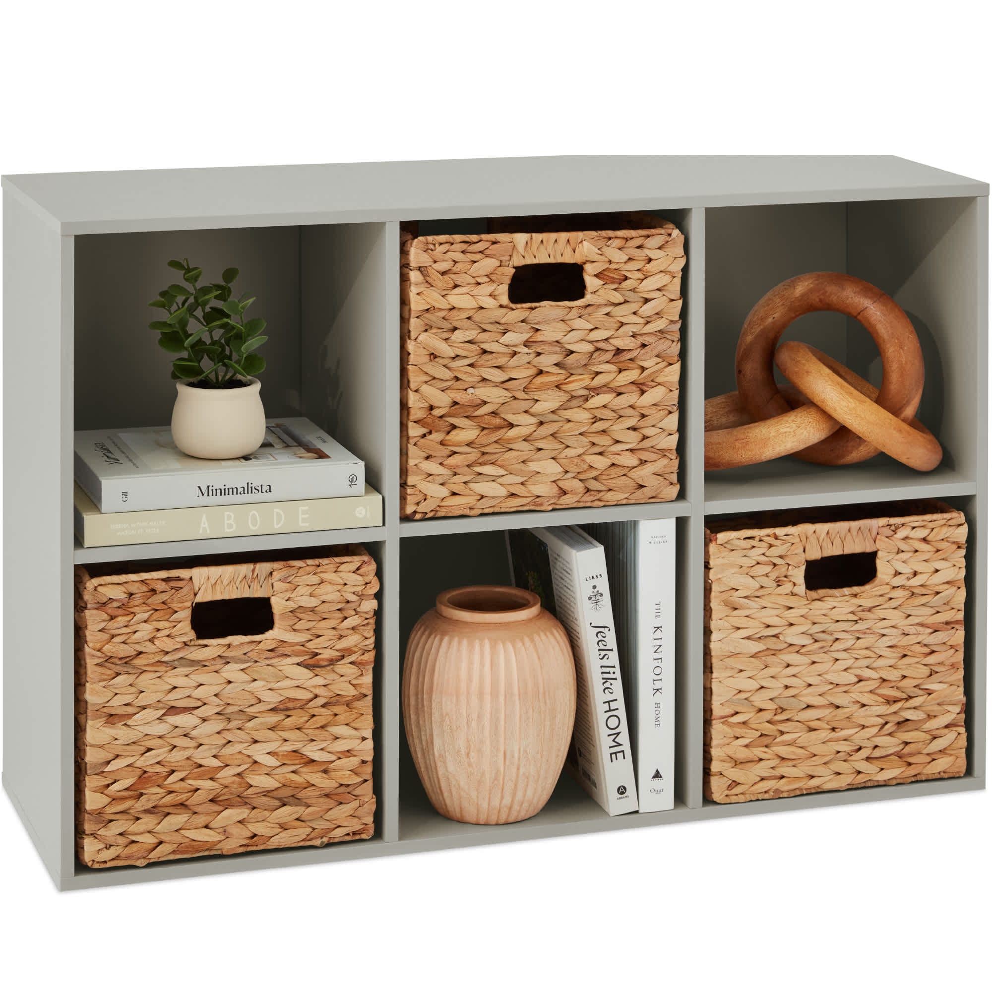 Best Choice Products SKY8730 6-Cube Bookshelf 11in Display Storage System Organizer w/ Removable Back Panels - Gray
