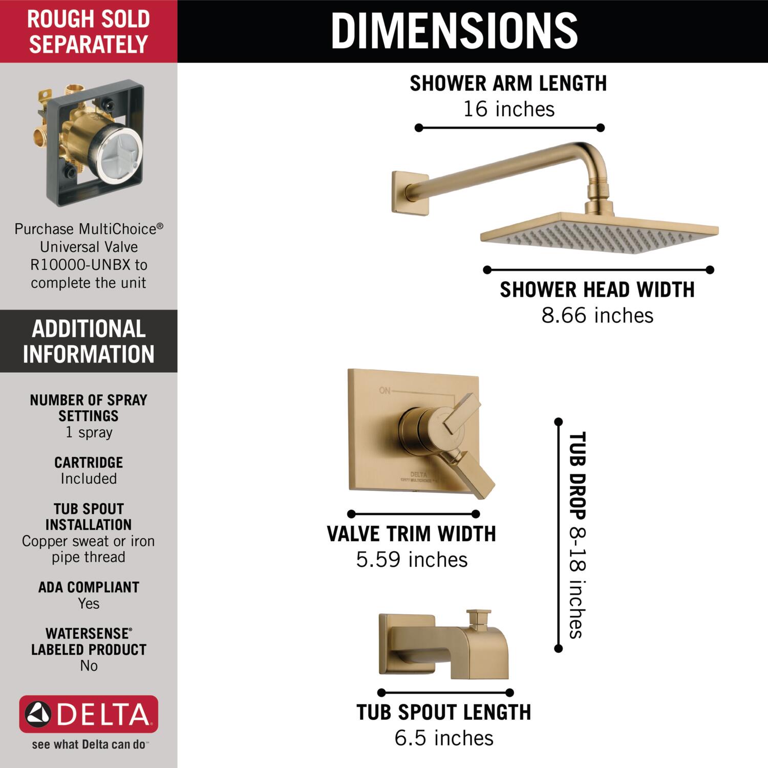 Delta T17453-CZ Tub-Shower-Faucets - View #3