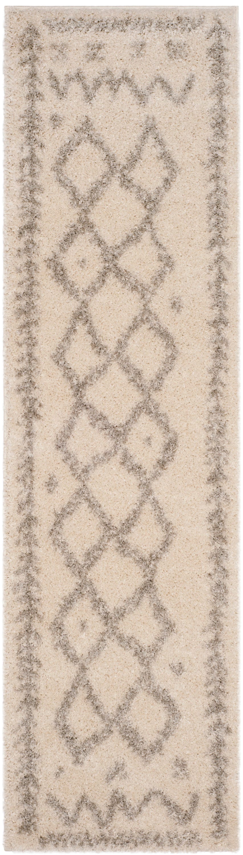 Safavieh ASG749G-28 Arizona Taos Shag 2 x 8 (ft) Loomed Polyester/Polypropylene Ivory/Gray Rectangular Indoor Abstract Moroccan Runner rug