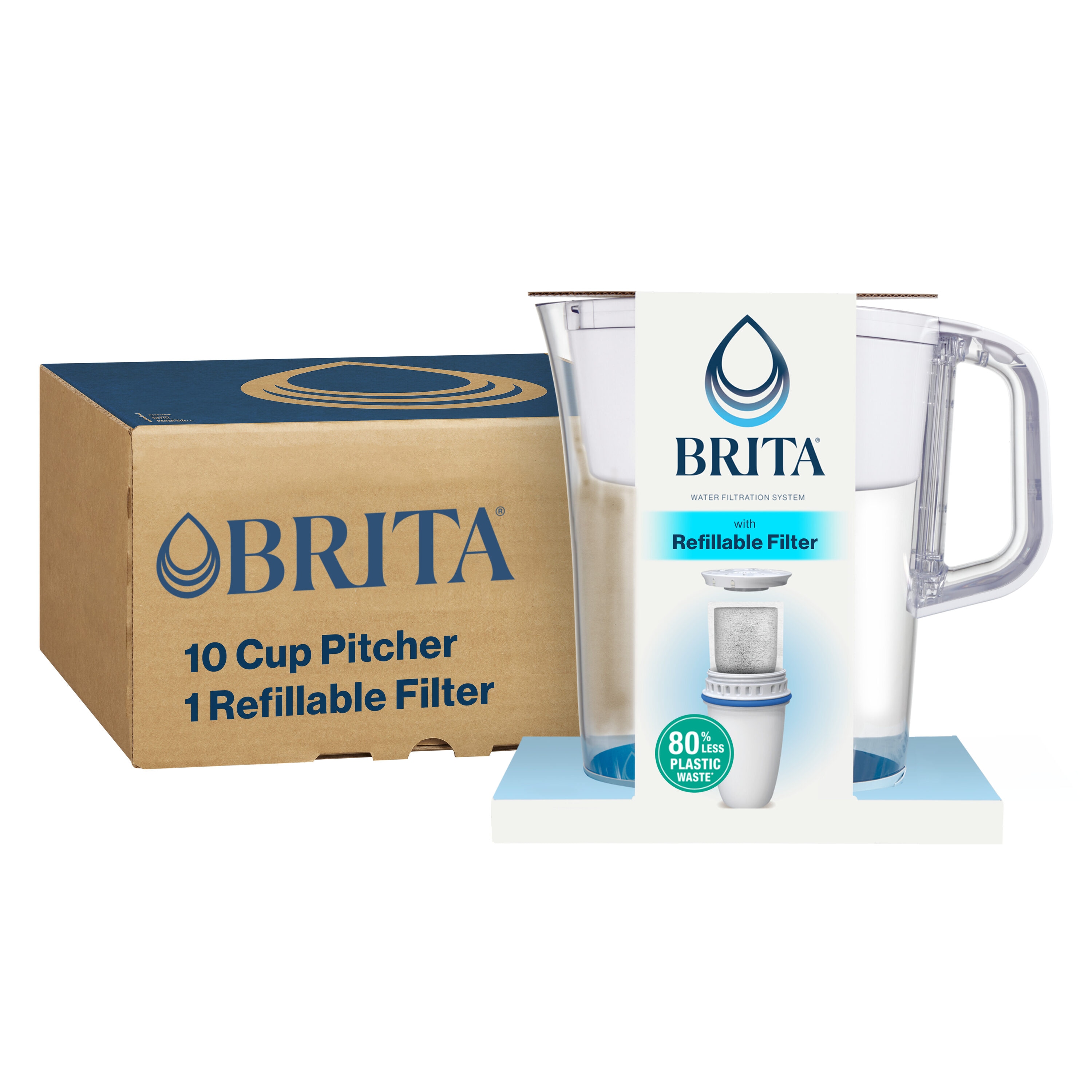 Brita 602585089 10-Cup White Plastic Water filter pitcher