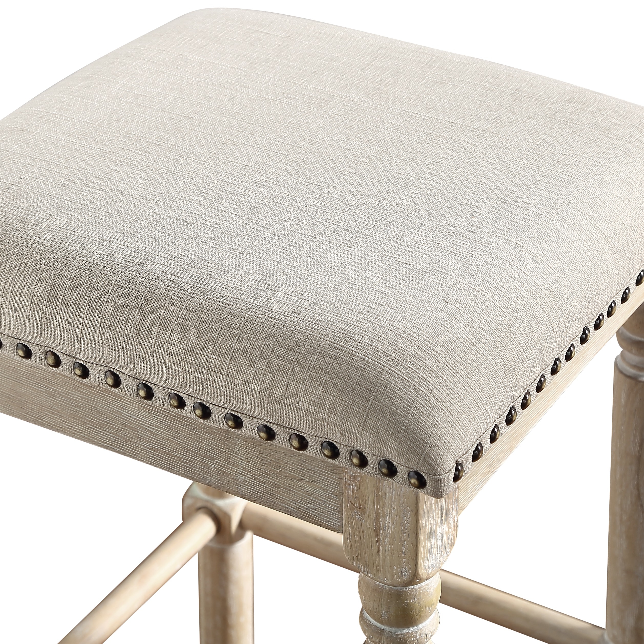LOVMOR Set of 2 Rustic Wood Dining Side Chair Fabric Seat Wood Frame ...