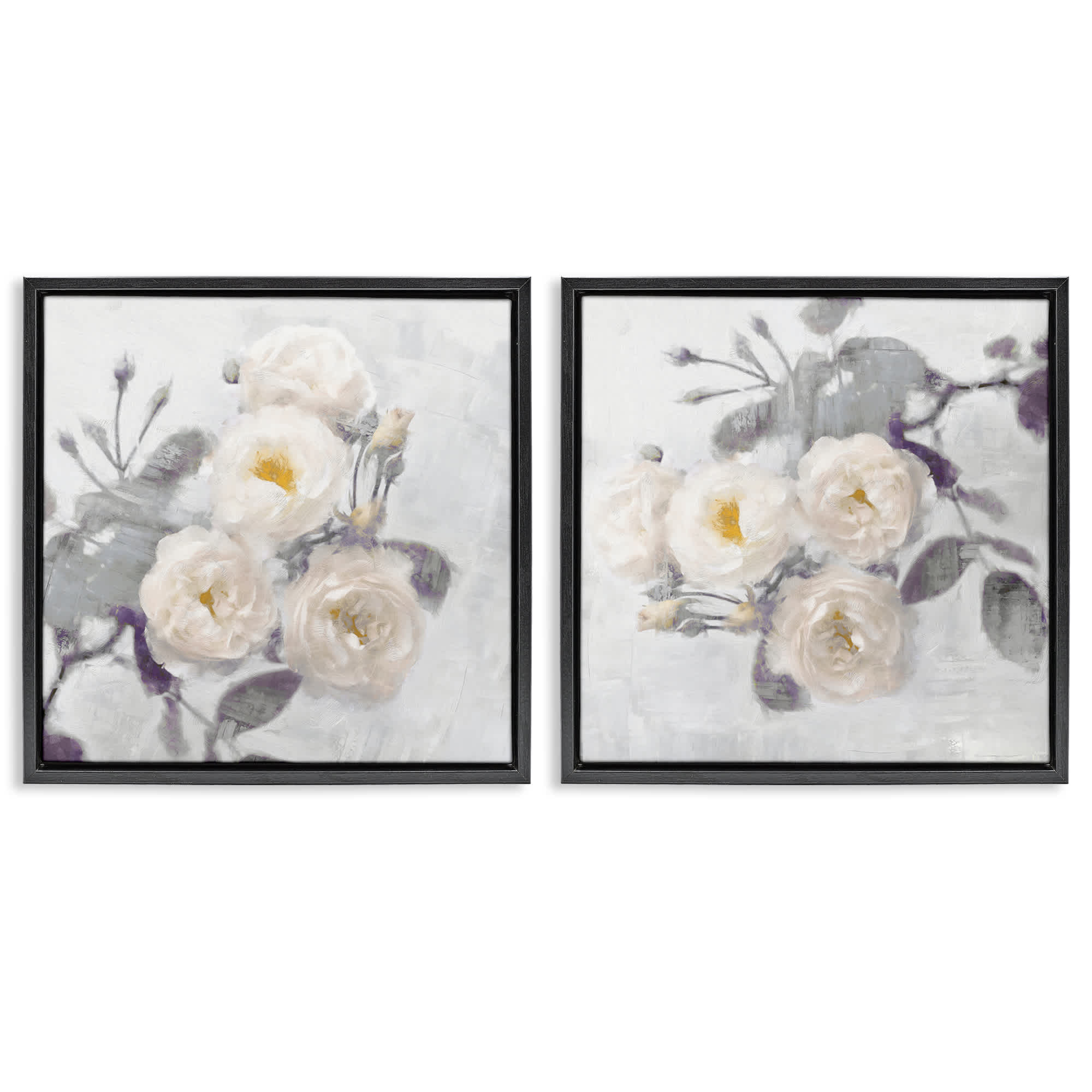 Stupell Industries B2-787-FFB-2PC-24X24 Country Blossoms Bundle 2 Piece Black Framed Floater Canvas Set By Emily Ford 25 x 25