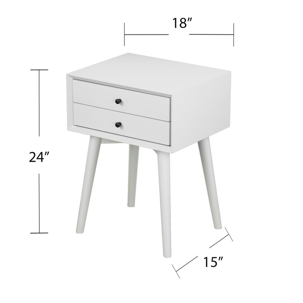 Boston Loft Furnishings Aida White Rubberwood Nightstand in the ...