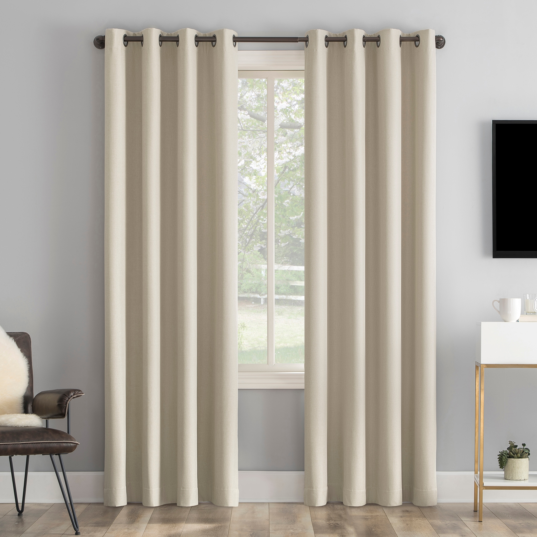 Sun Zero 58515 96-Inches Ecru Blackout Standard lined Grommet Single curtain panel