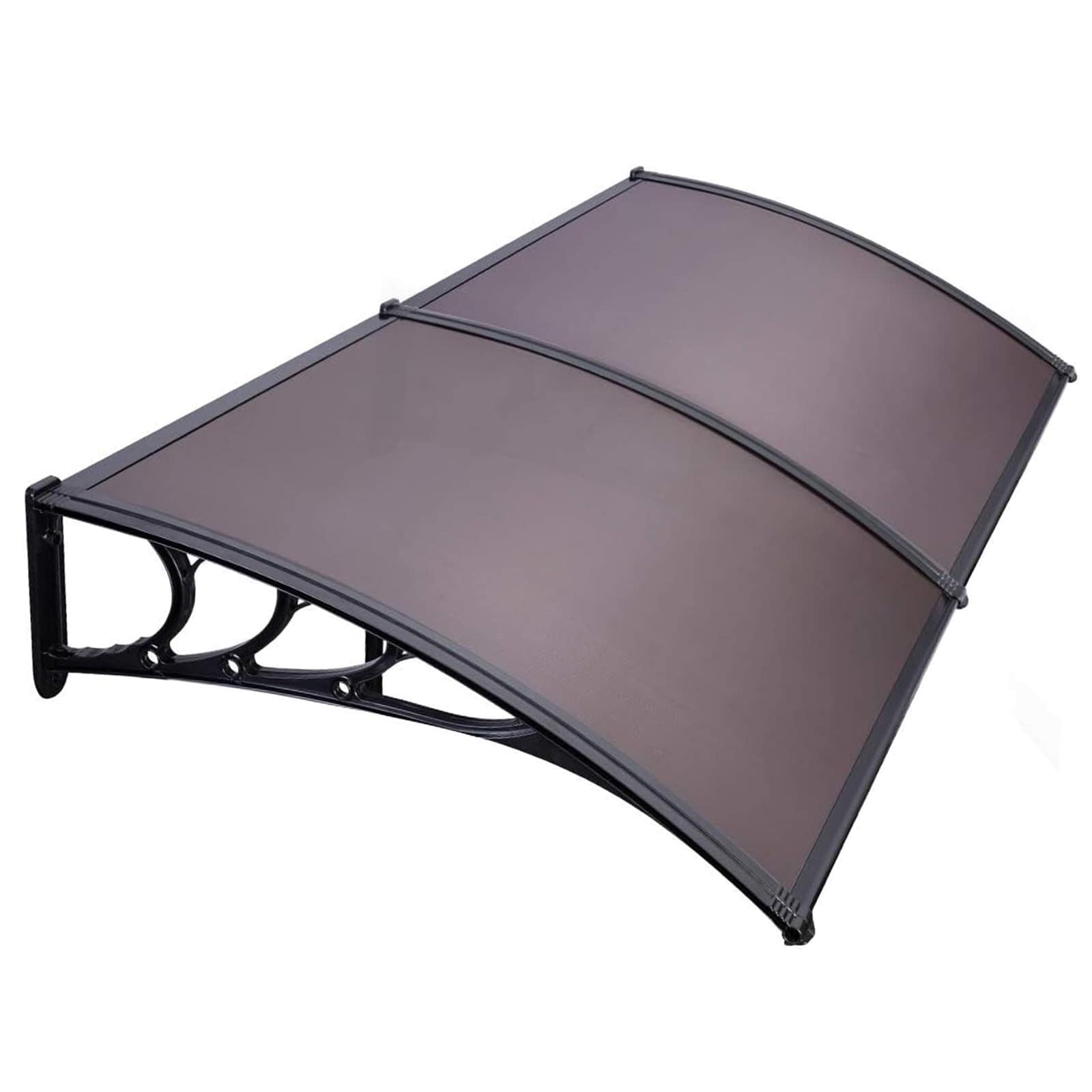 Aoibox  80x40 Window Awning Canopy Exterior with Polycarbonate Cover UV Rain Snow Protection Brown Fixed Awning