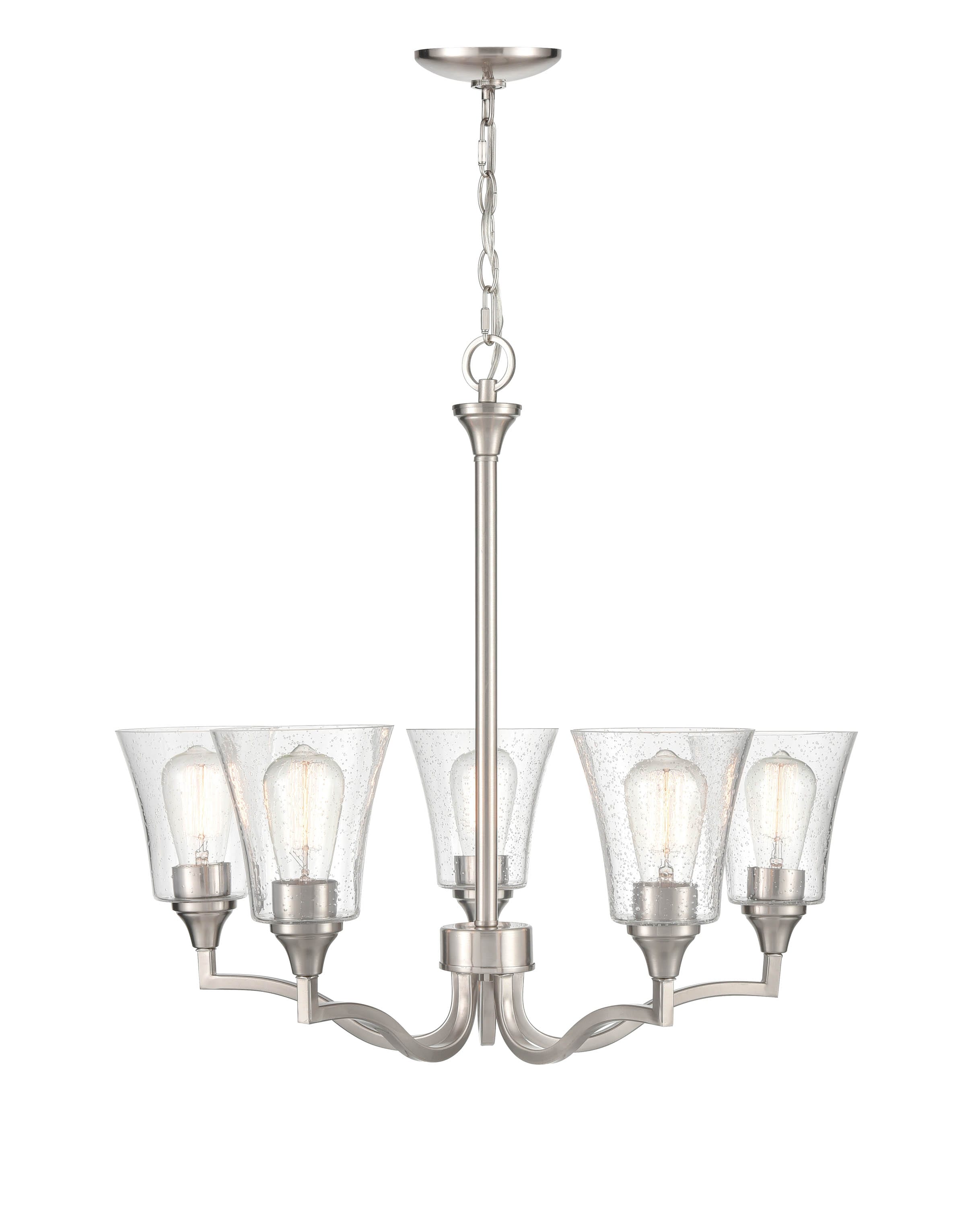 Millennium Lighting 2115-BN Caily 5 -Light Brushed Nickel Traditional For Use in Bedrooms, Dining Rooms, Foyers, Kitchens, Living Rooms Chandelier