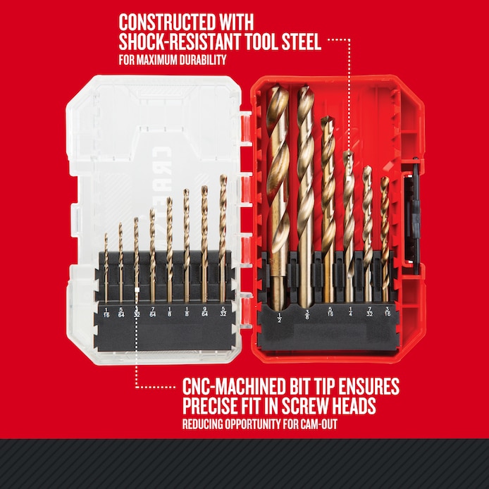CRAFTSMAN 14-Piece Assorted Gold Ferrous Coated HSS Twist Drill Bit Set CRAFTSMAN 14-Piece Assorted Gold Ferrous Coated HSS Twist Drill Bit Set