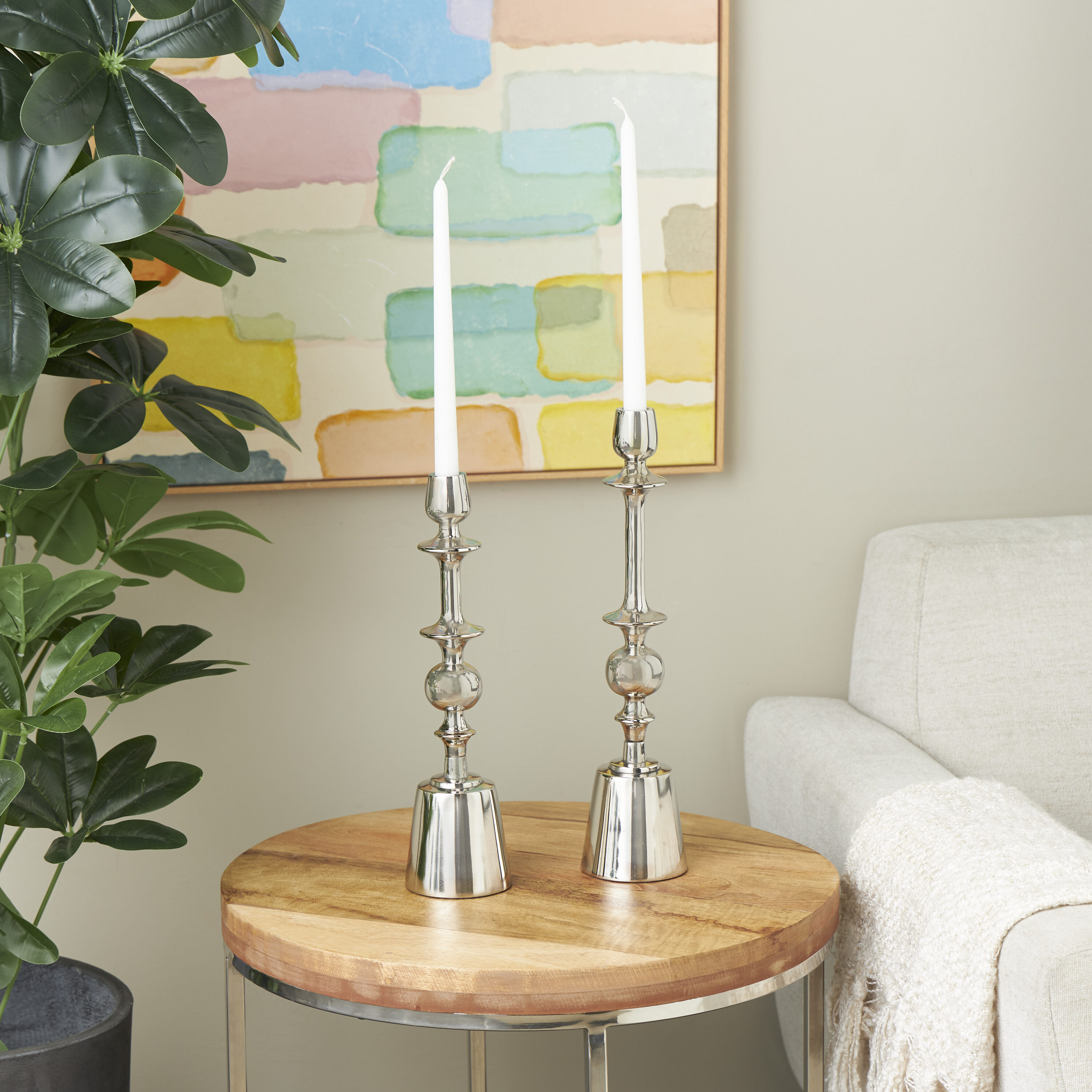 Grayson Lane 821386 2 Candle Aluminum Pillar Candle Holder