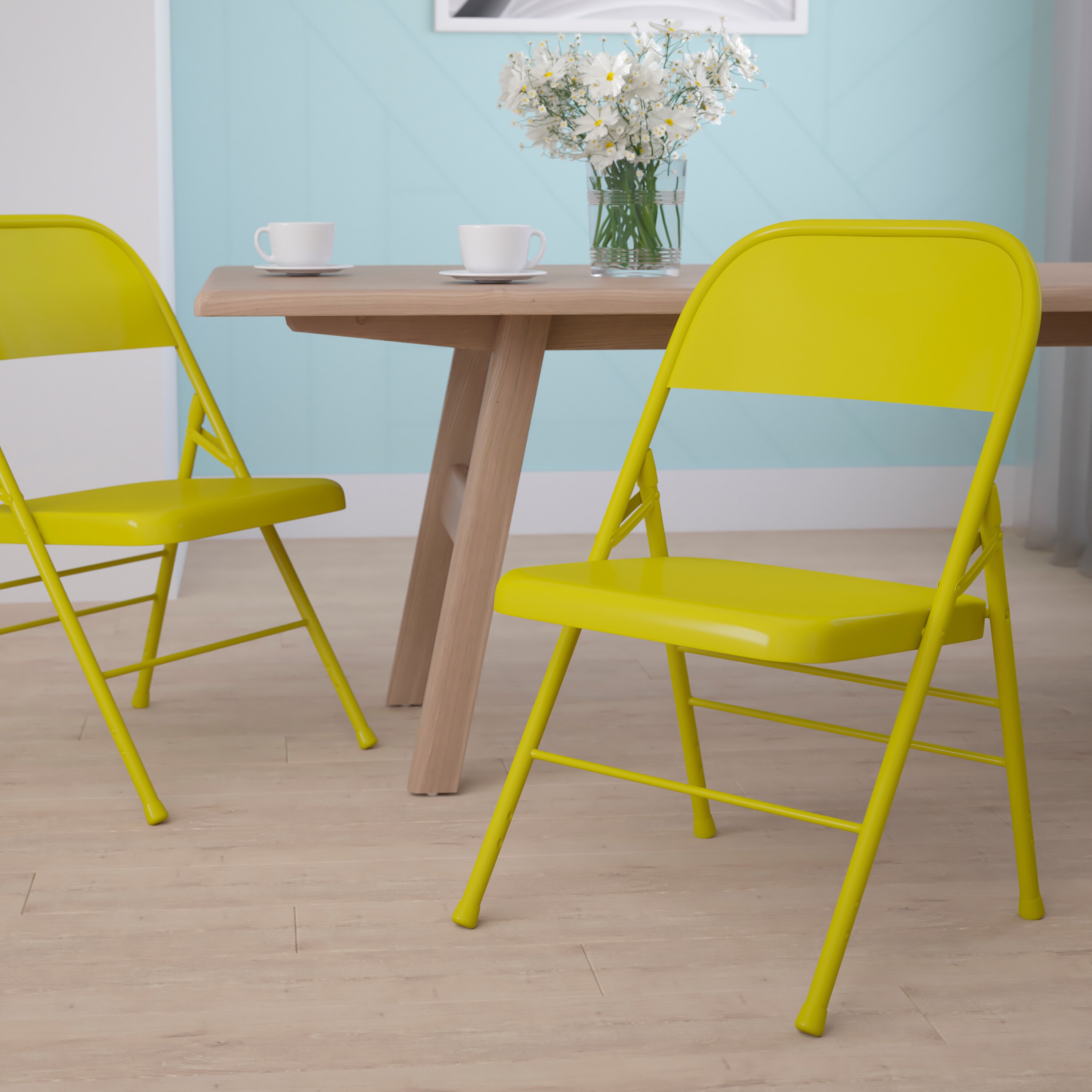 yellow fold up chair