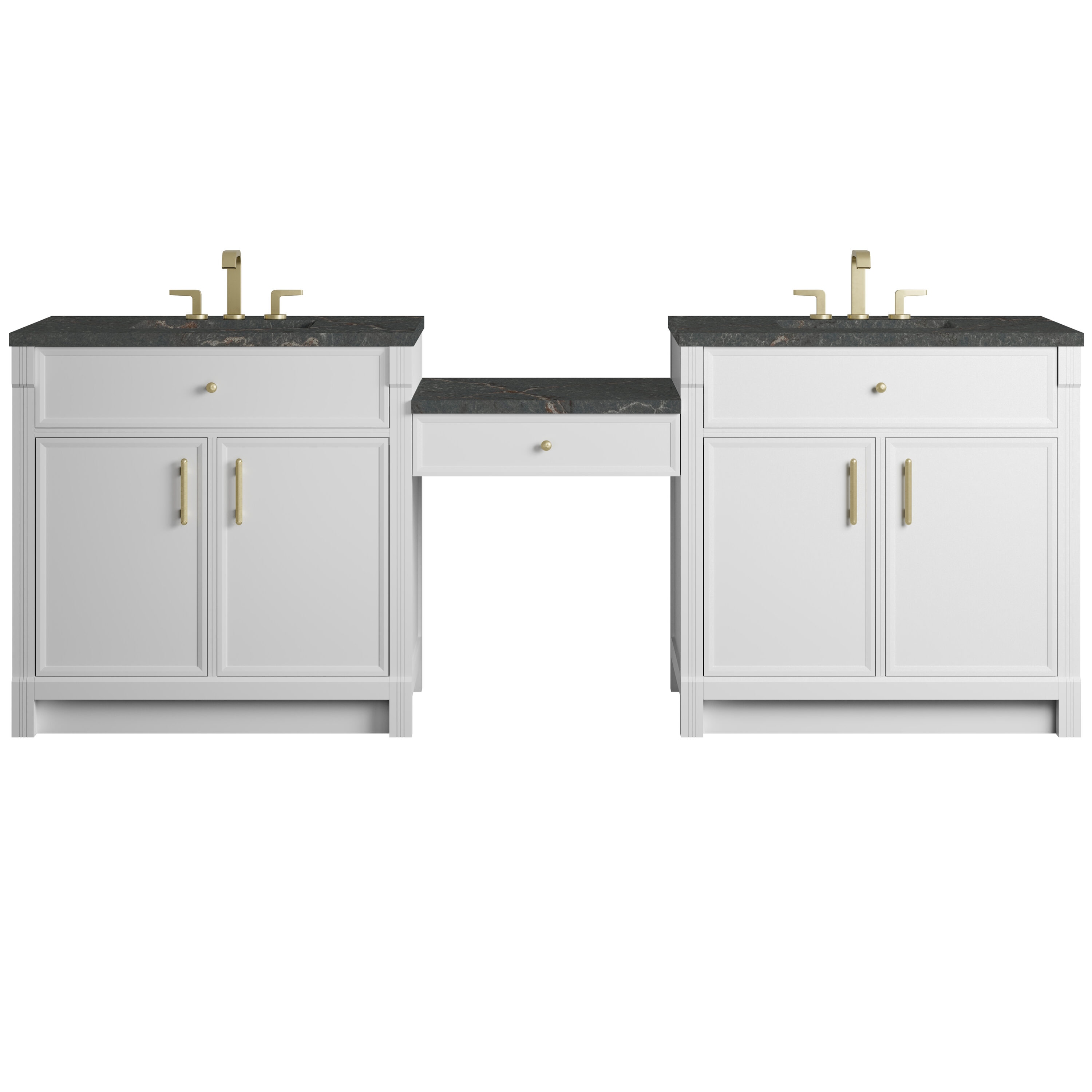 James Martin Vanities Bellshire 24-in Bright White Undermount Double Sink Bathroom Vanity with Parisien Bleu Quartz Top