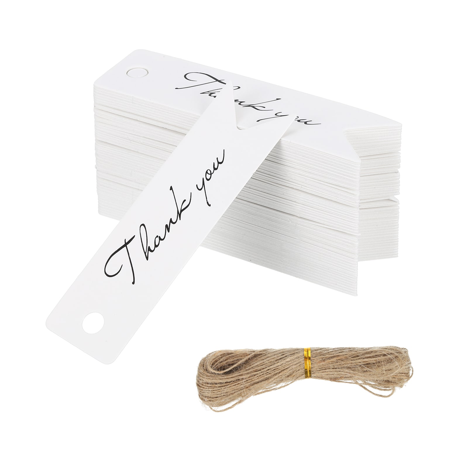 Unique Bargains 1set Blank Gift Tags with String 2.8x0.8 Inch Kraft Paper Tags Gift Bags Tags Mini Thank You Label with Holes for Wedding Holiday Party Favor Clothes Craft White