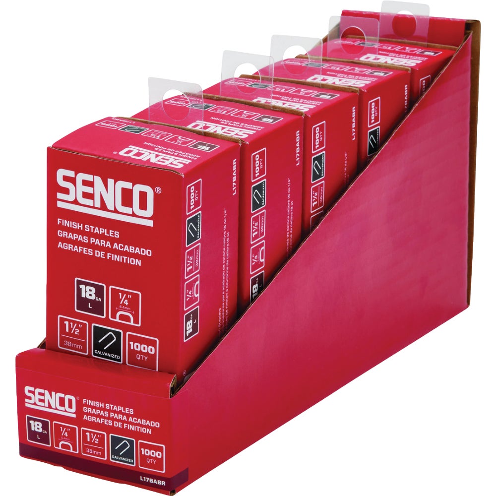 SENCO 1-1/2 18 Gauge 1/4 Crown Finish Staples - Galvanized - 1000 Count Pack #DIB-AY-347837QTY-1