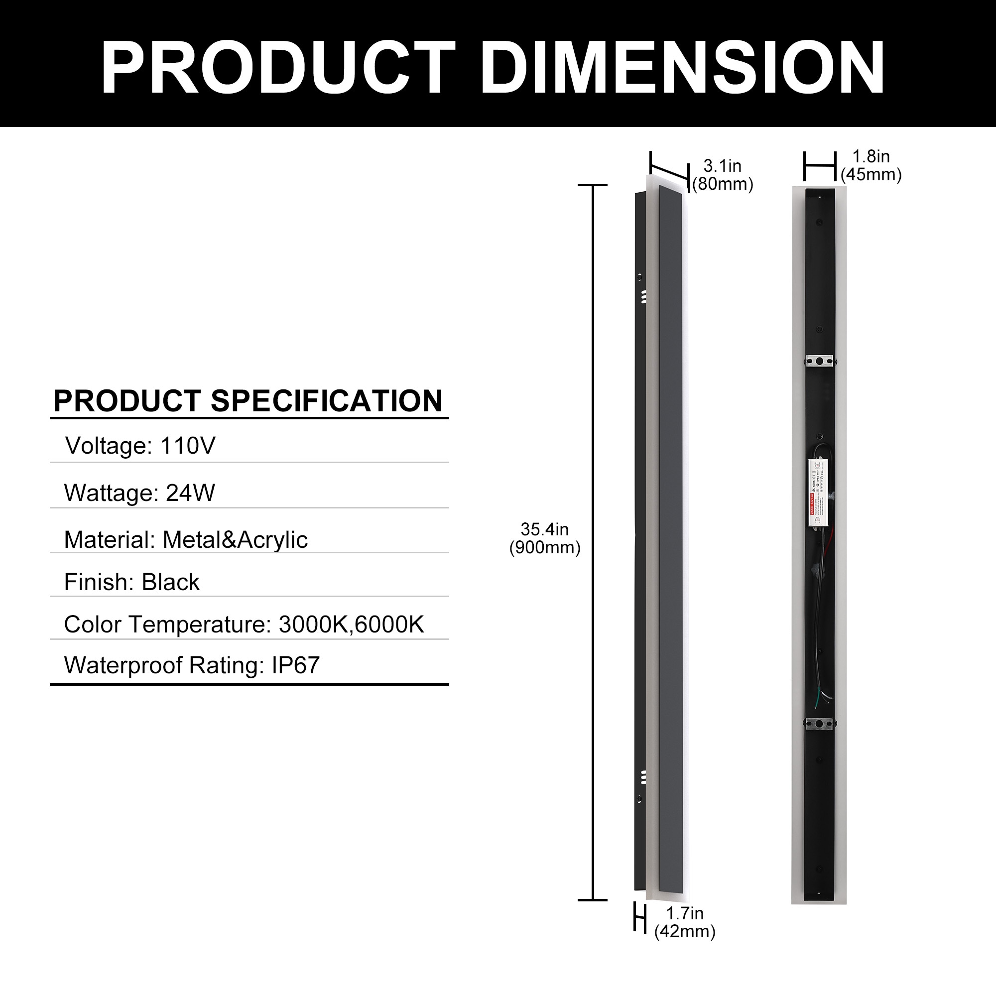 YANSUN LA-WB03502BL-1A Outdoor-Wall-Lighting - View #2