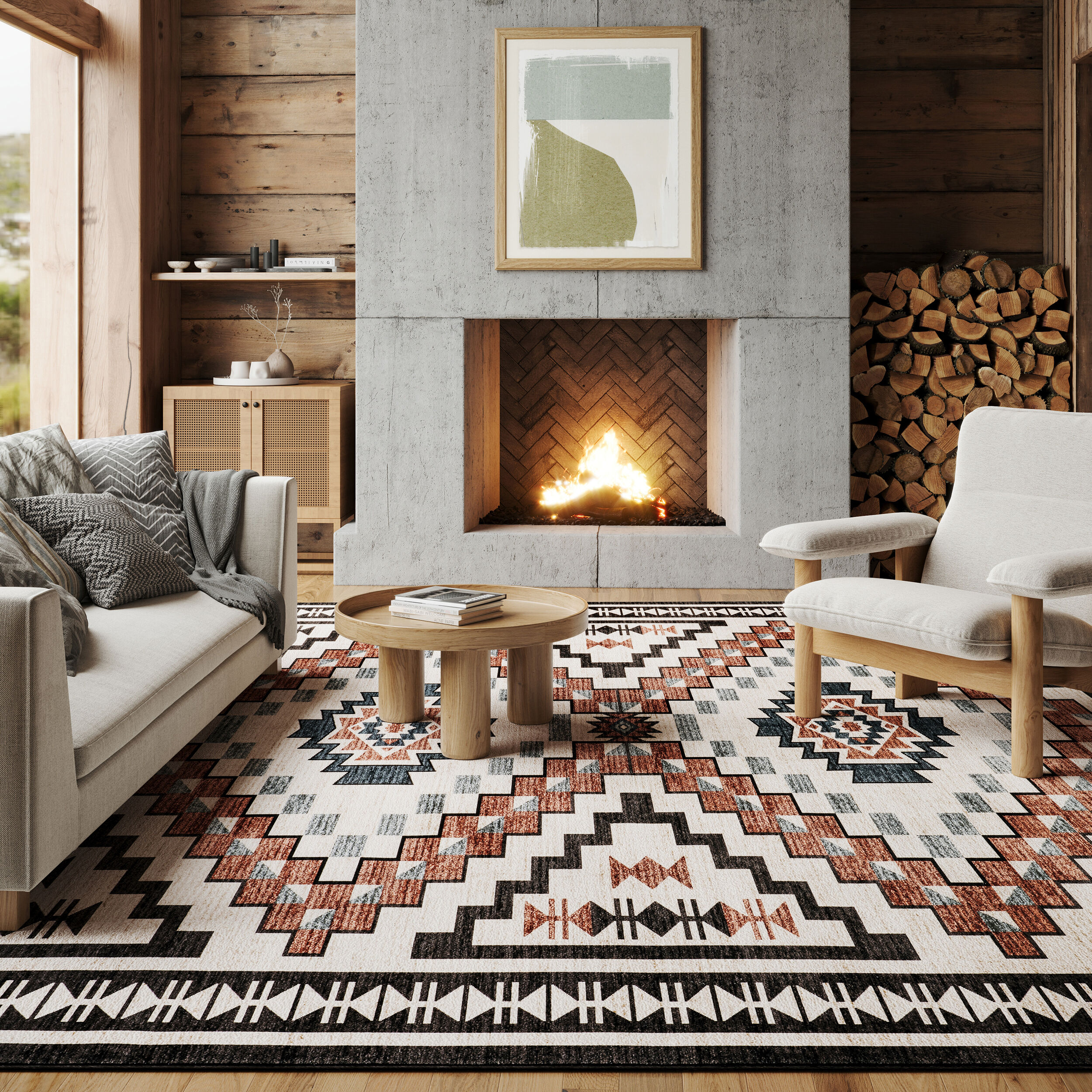 nuLOOM 200BIVL55A-203 Calli SplashGuard Southwestern Machine Washable 2ft. x 3ft. Beige Area Rug