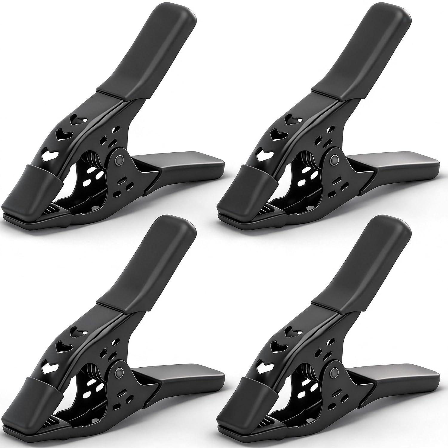 ELEAD 4-Piece 6 in Heavy Duty Nickel-Plated Steel Spring Clamps with 2.5 in Jaw Opening and Non-Slip Rubber Grip for Woodworking Tarps and Backdrop Stands