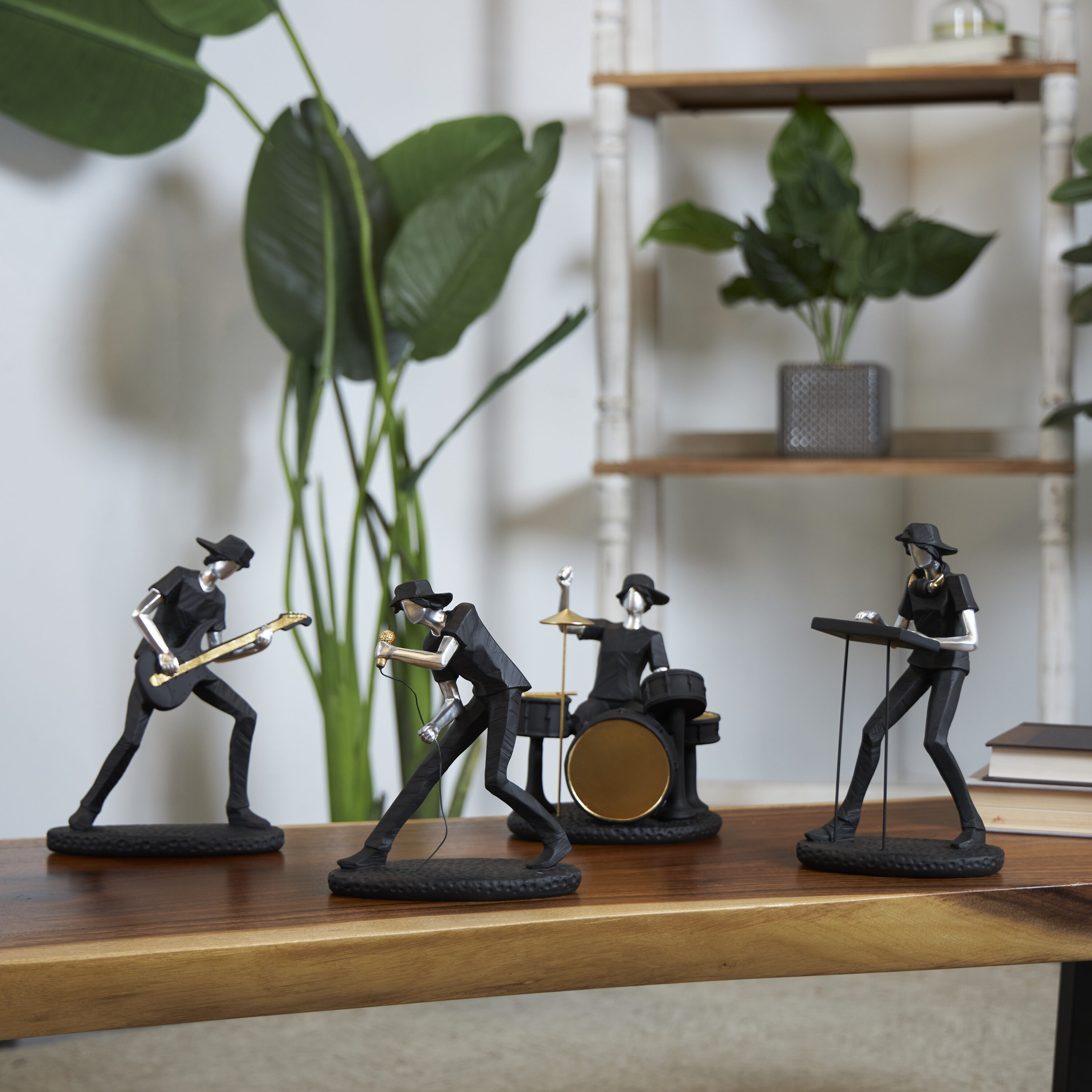Grayson Lane 822289 4 -Pack Black Stone Eclectic Sculpture