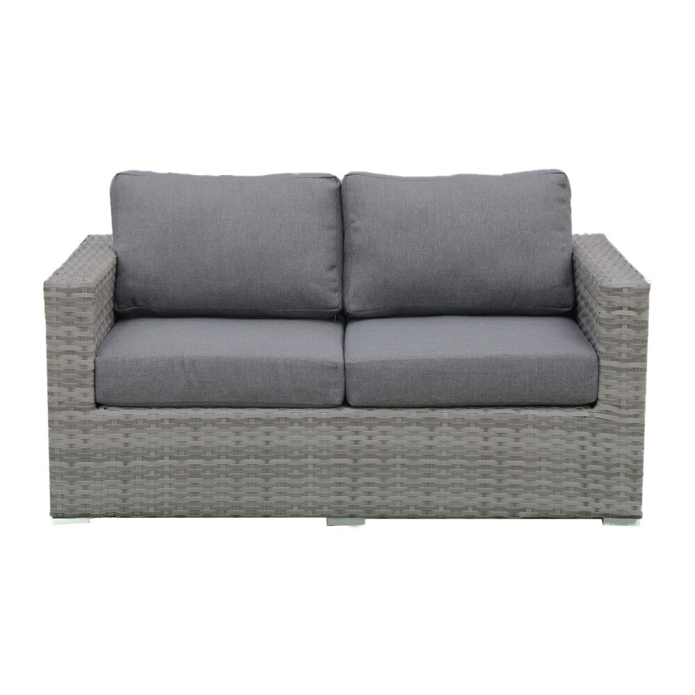 Phalanx leerboek voedsel Teva Furniture Miami Wicker Outdoor Loveseat Gray Cushion(S) and Aluminum  Frame in the Patio Sectionals & Sofas department at Lowes.com