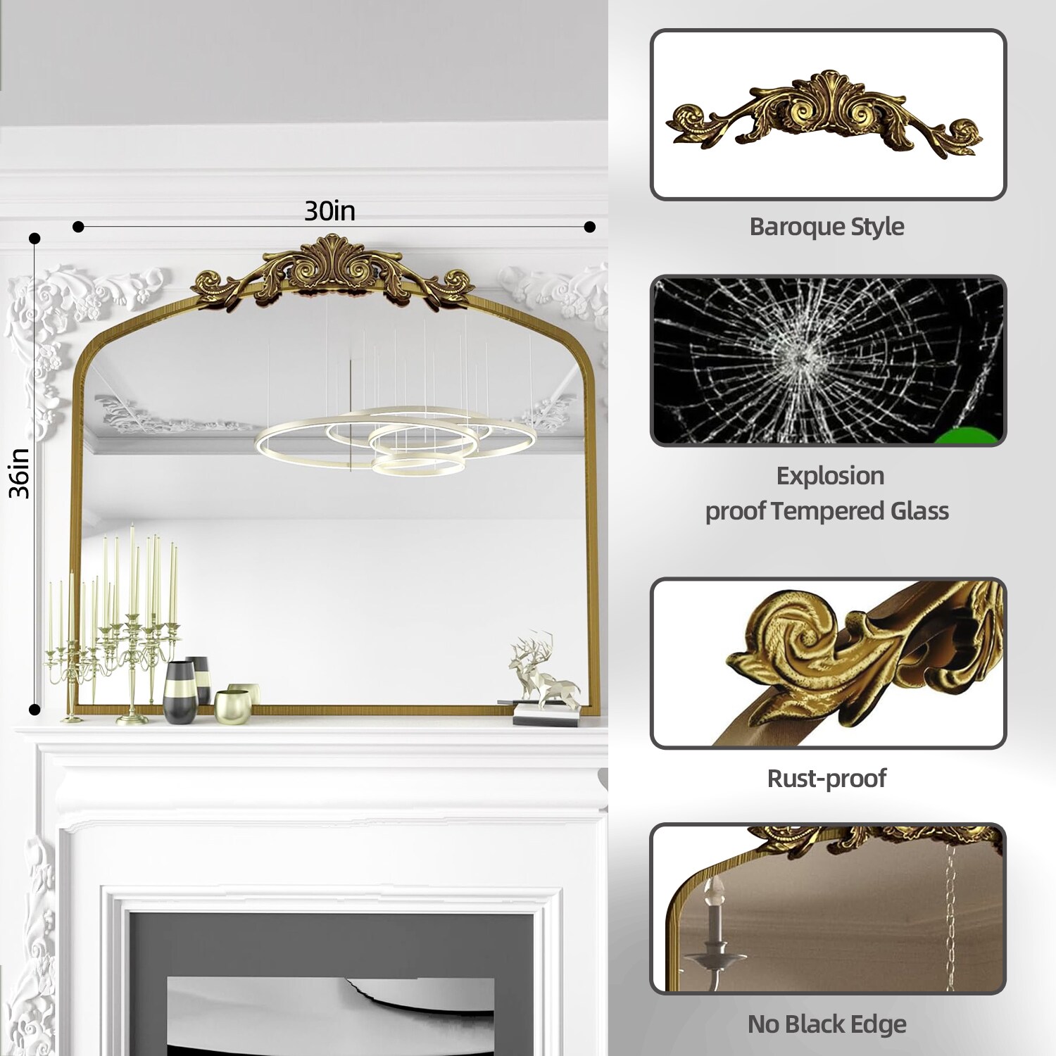 YQP YQP-AH-G7490 Framed-Bath-Mirrors - View #4