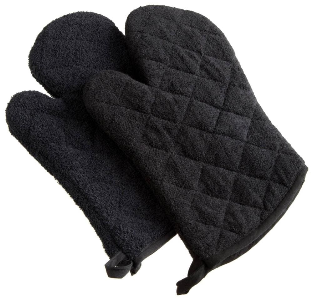 Heat-Resistant Oven Mitts - Set of 4 Silicone Kitchen Oven Mitt Gloves,Black, Size: One Size