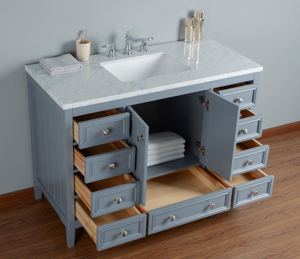 Stufurhome 48-in Gray Undermount Single Sink Bathroom Vanity with ...