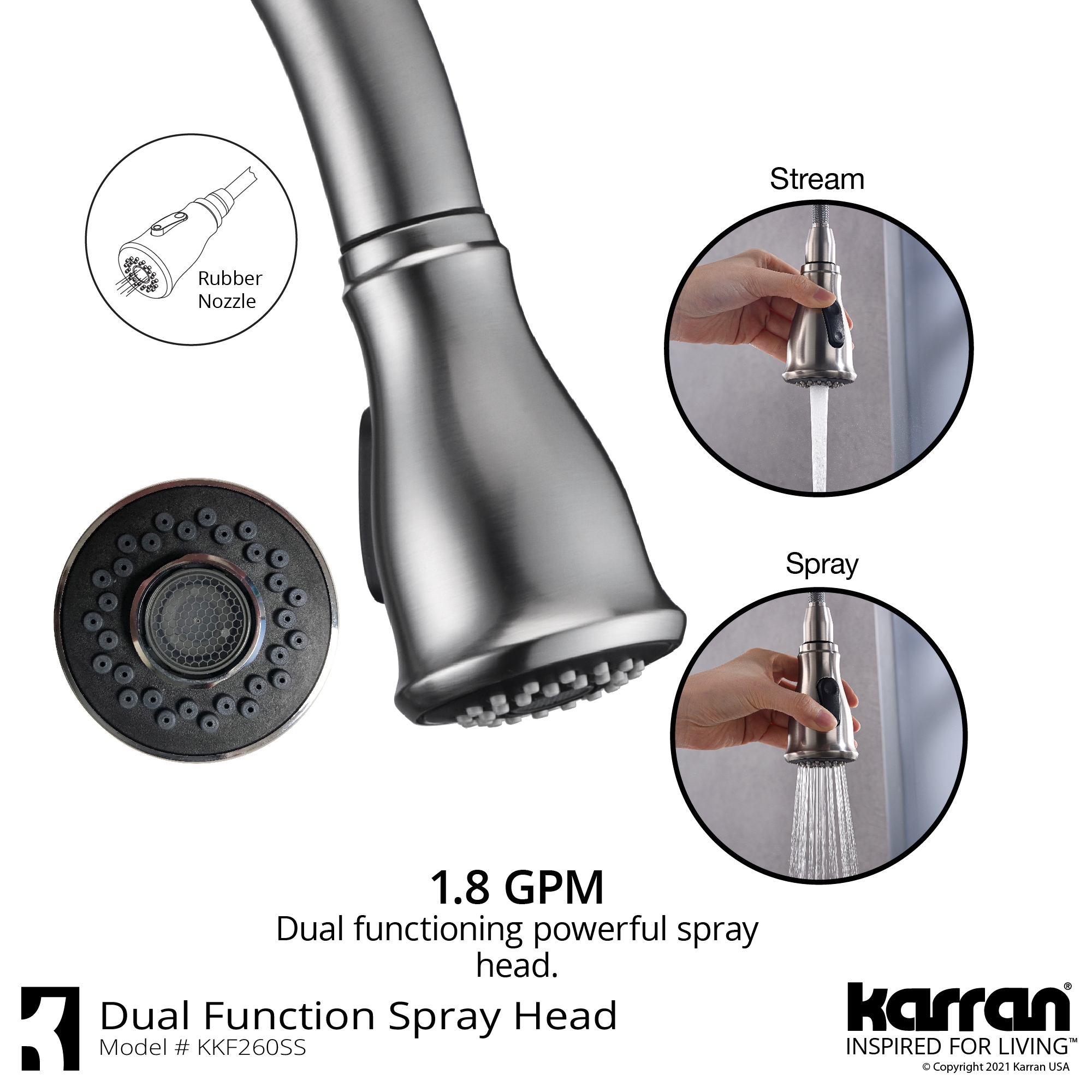 Karran Hillwood Stainless Steel Single Handle Pull-down Kitchen Faucet ...