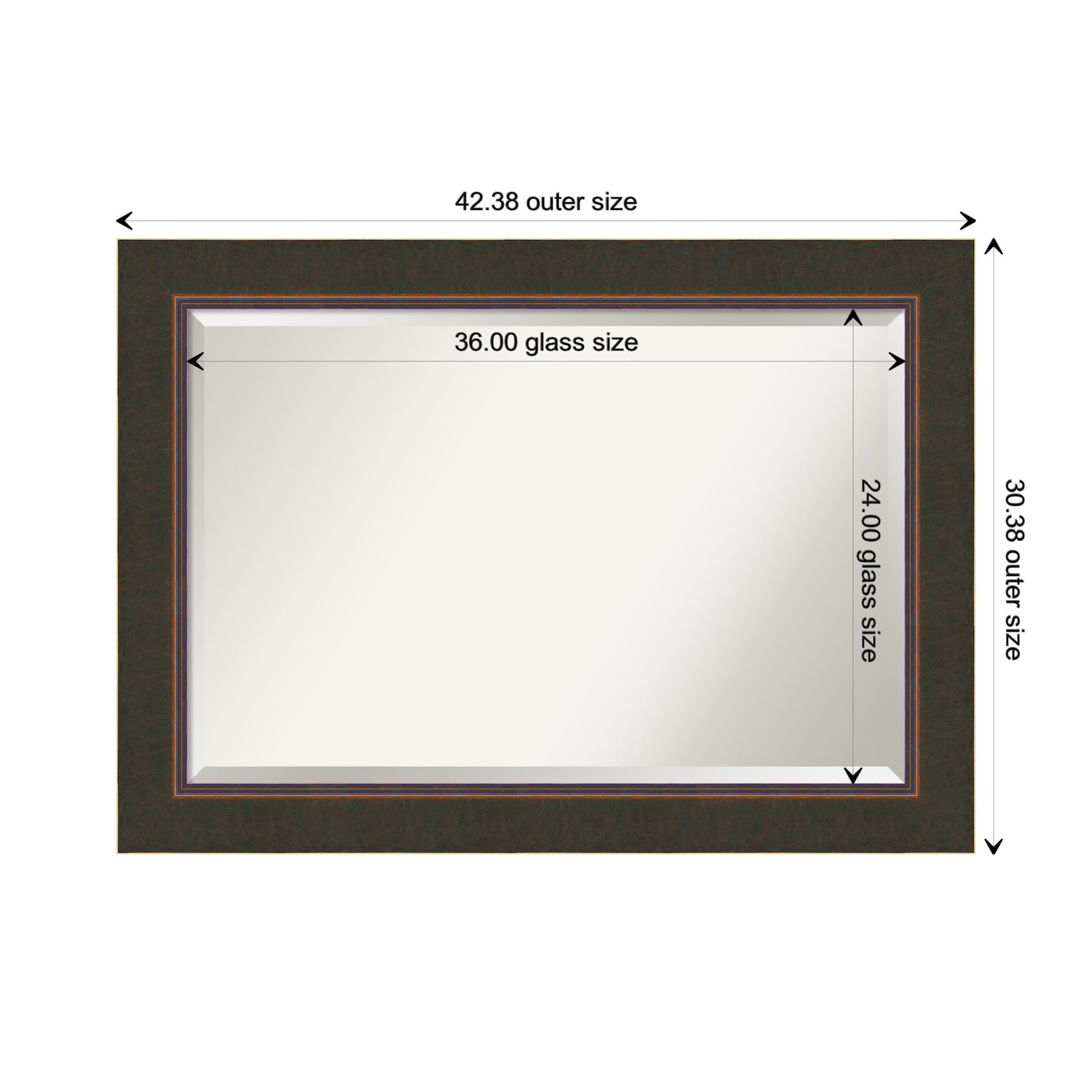Milano Bronze Beveled Wood Bathroom Vanity Mirror