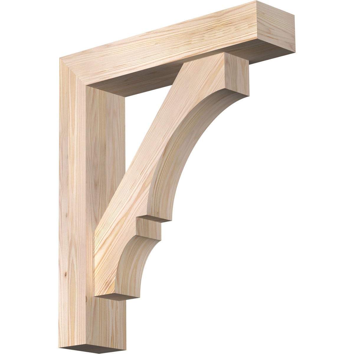 Ekena Millwork 1462146 Balboa Block Smooth Bracket with Offset Brace 5-1/2-in x 24-in x 28-in Douglas fir Brown Wood Standard bracket