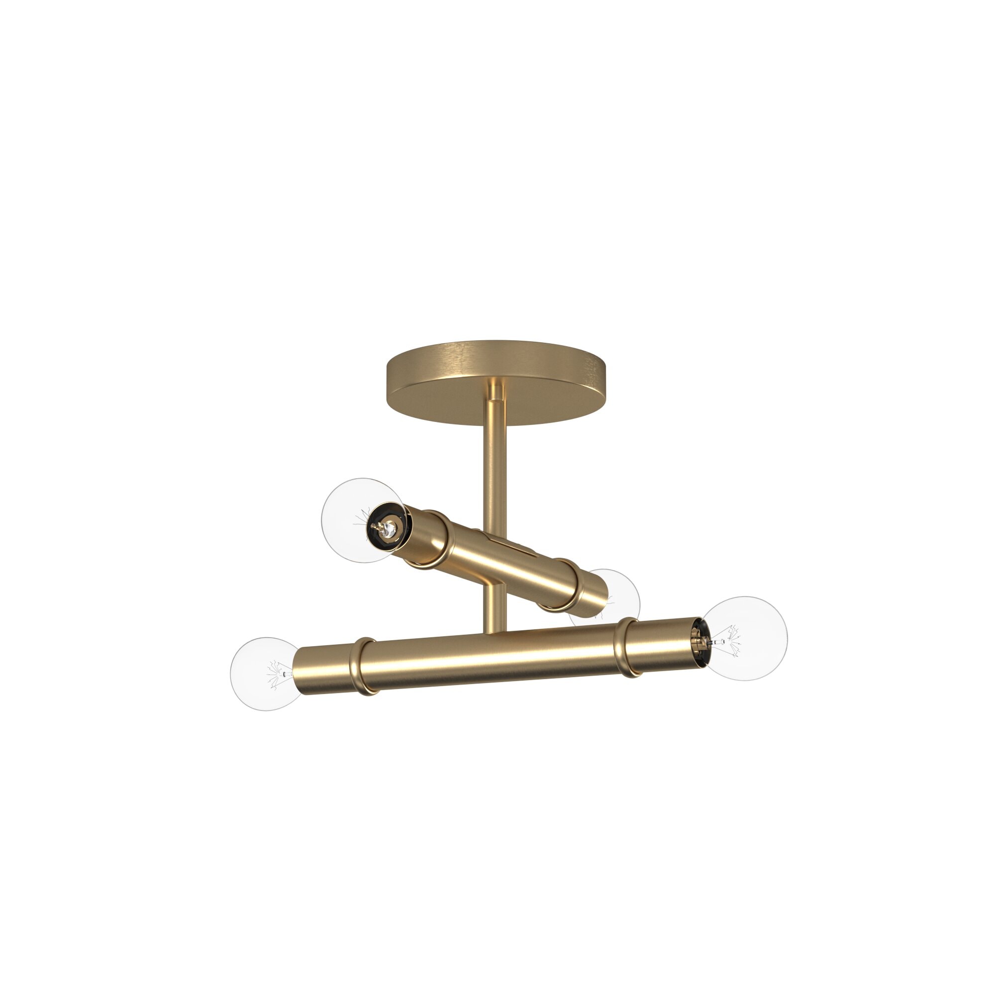 Emmett Mid-Century Modern 12" Semi-Flush Mount in Old Satin Brass