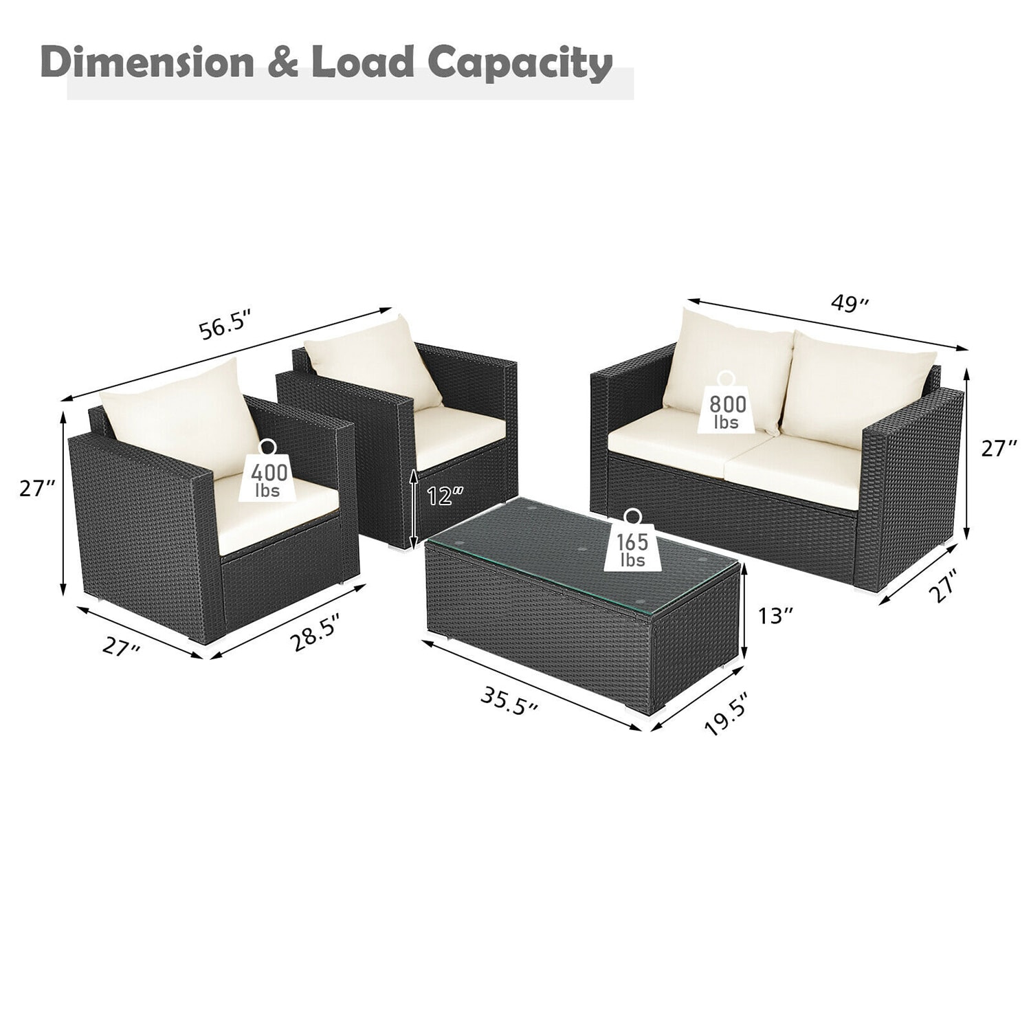 Forclover HYFE-65410BCR Patio-Conversation-Sets - View #4