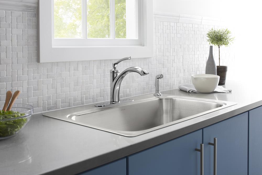 KOHLER Verse Stainless Steel 33 in. Double Bowl Drop-In Kitchen Sink with  Faucet K-RH5267-1PC-NA - The Home Depot