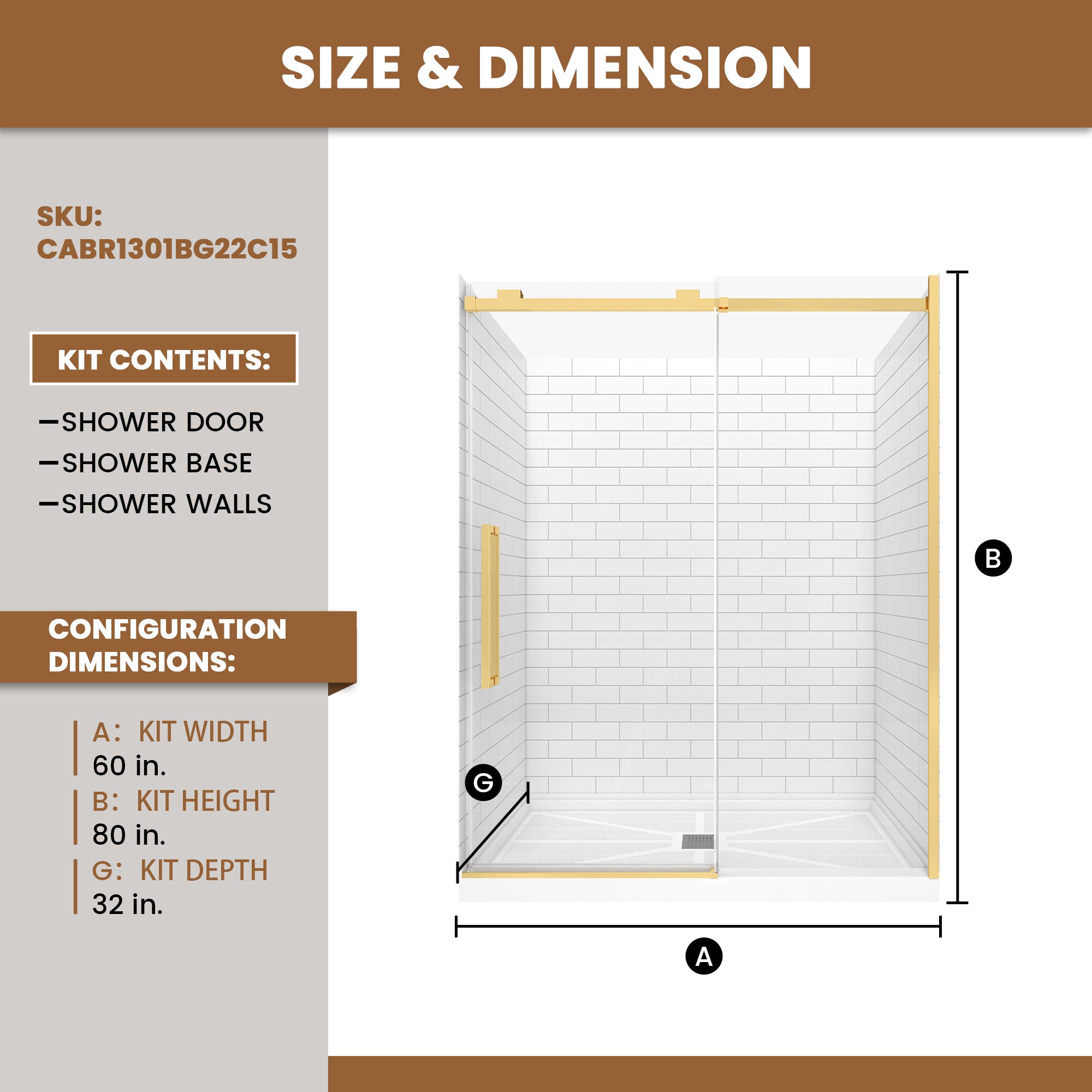 CASAINC CABR1301BG22C15 Alcove-Shower-Kit - View #2