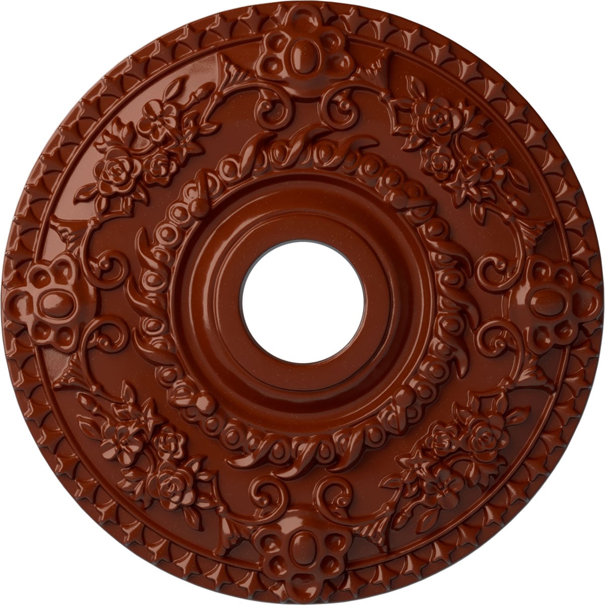 Ekena Millwork CM18ROFIF Rose 18-in W x 18-in L Painted Firebrick Polyurethane Whole Ceiling Medallion