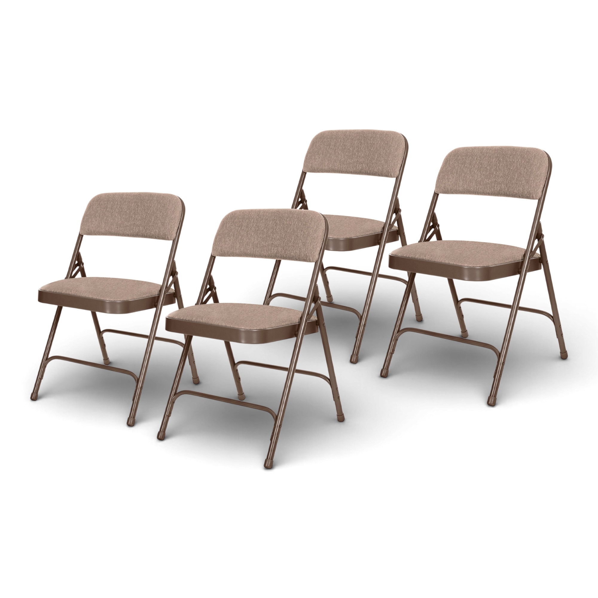 Hampden Furnishings - 4 -Pack Brown Metal Frame Padded Indoor Standard Folding Chair 500-lb Weigh...
