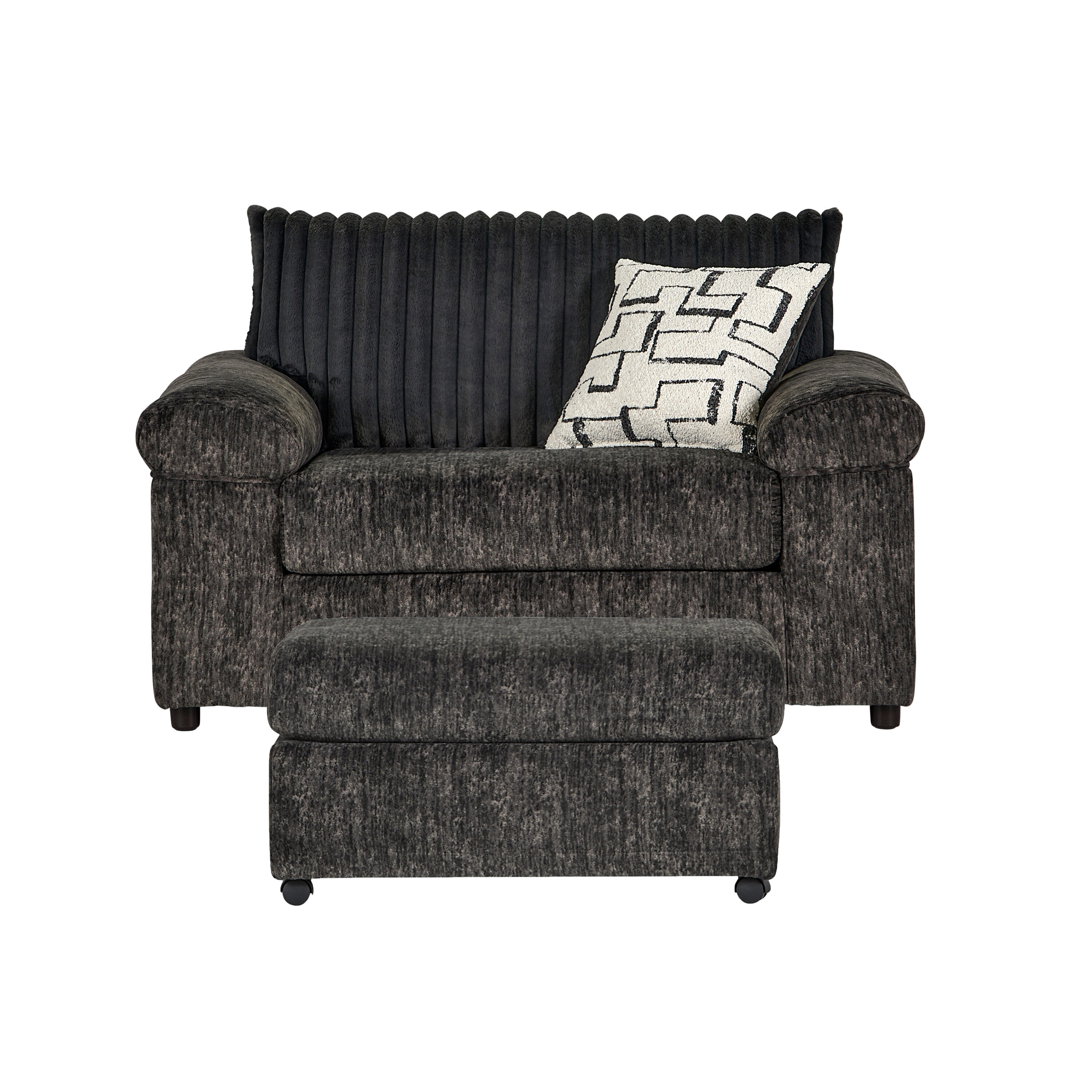 Roundhill Furniture Nason Casual 2 -Piece Corduroy Charcoal Living Room Set