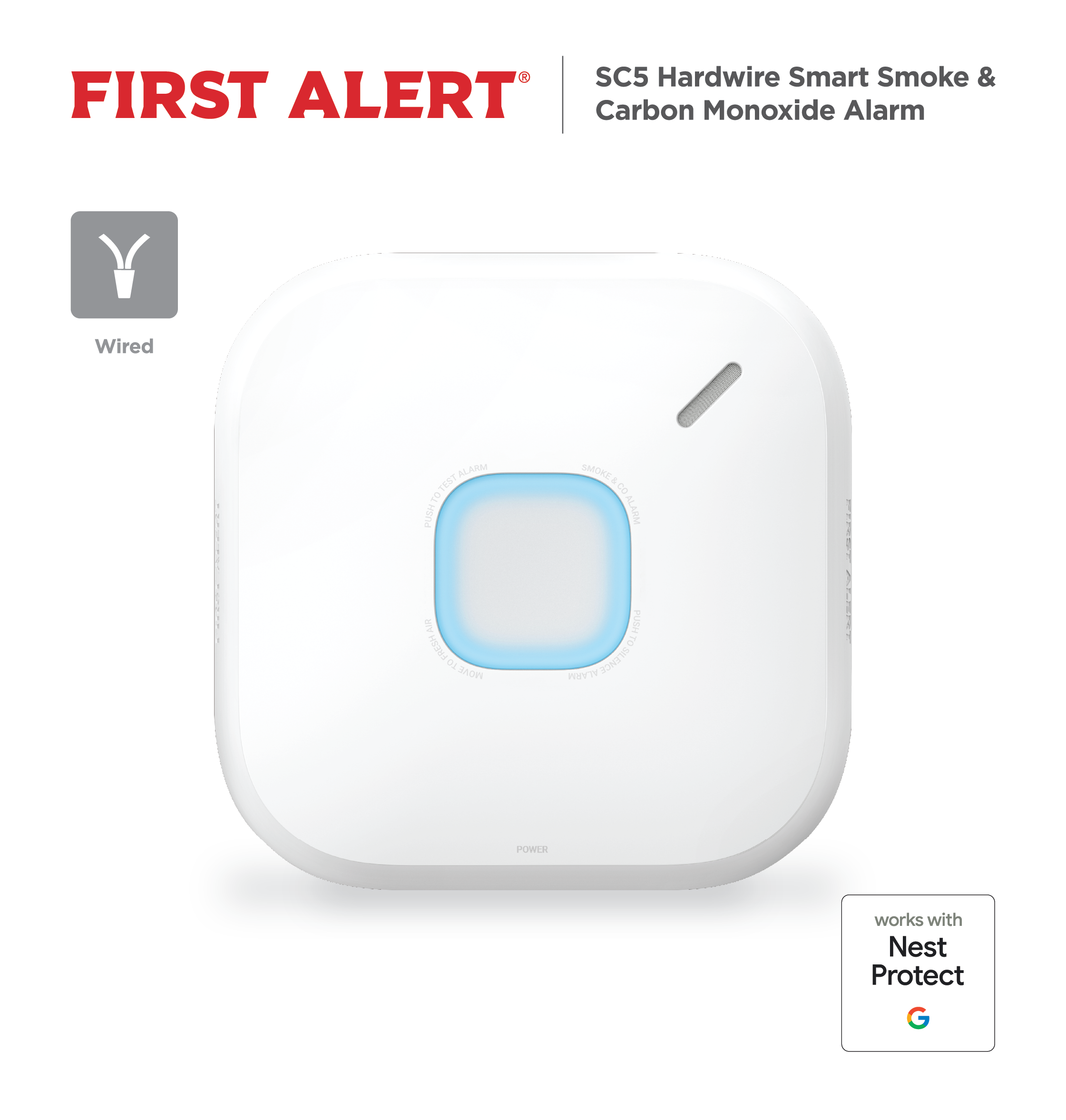 First Alert FSMCO600NVACCL1 Hardwired (with Battery Backup) Photoelectric Interconnected Combination Smoke and Carbon Monoxide Detector