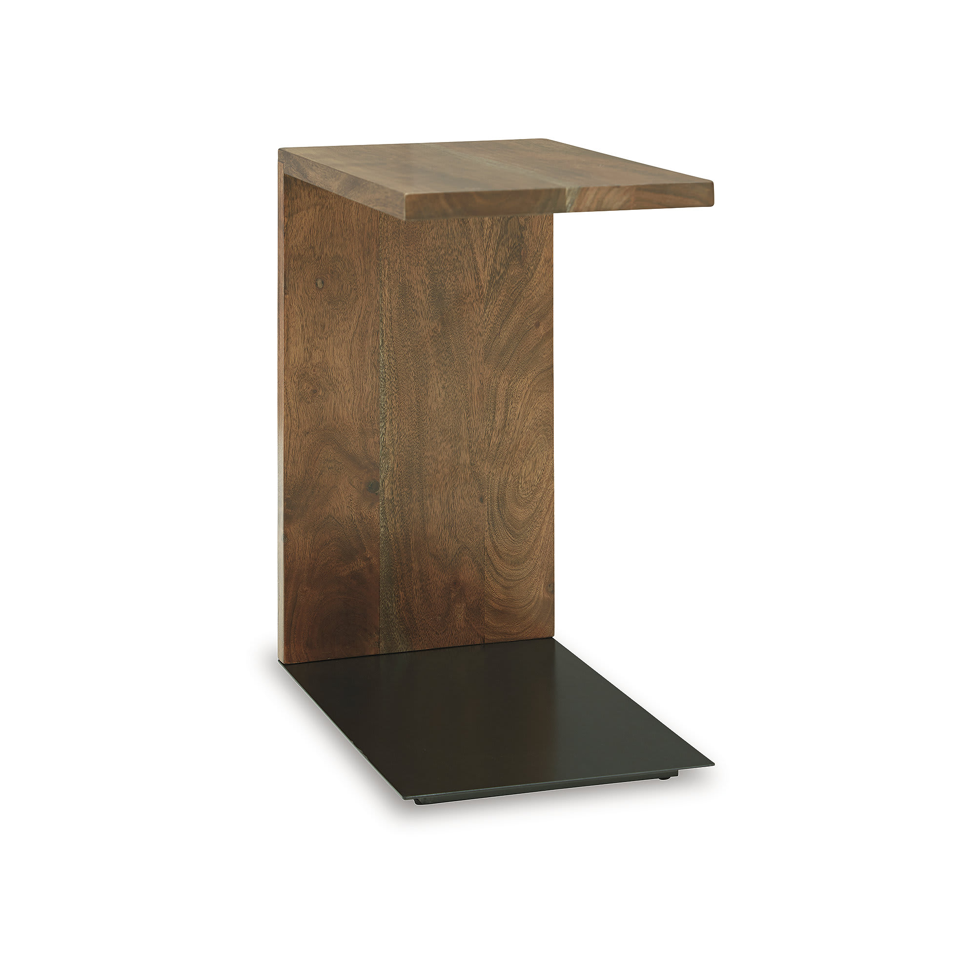 Signature Design by Ashley A4000618 Wimshaw Brown Black C-Table Accent Table with Solid Wood and Metal Base
