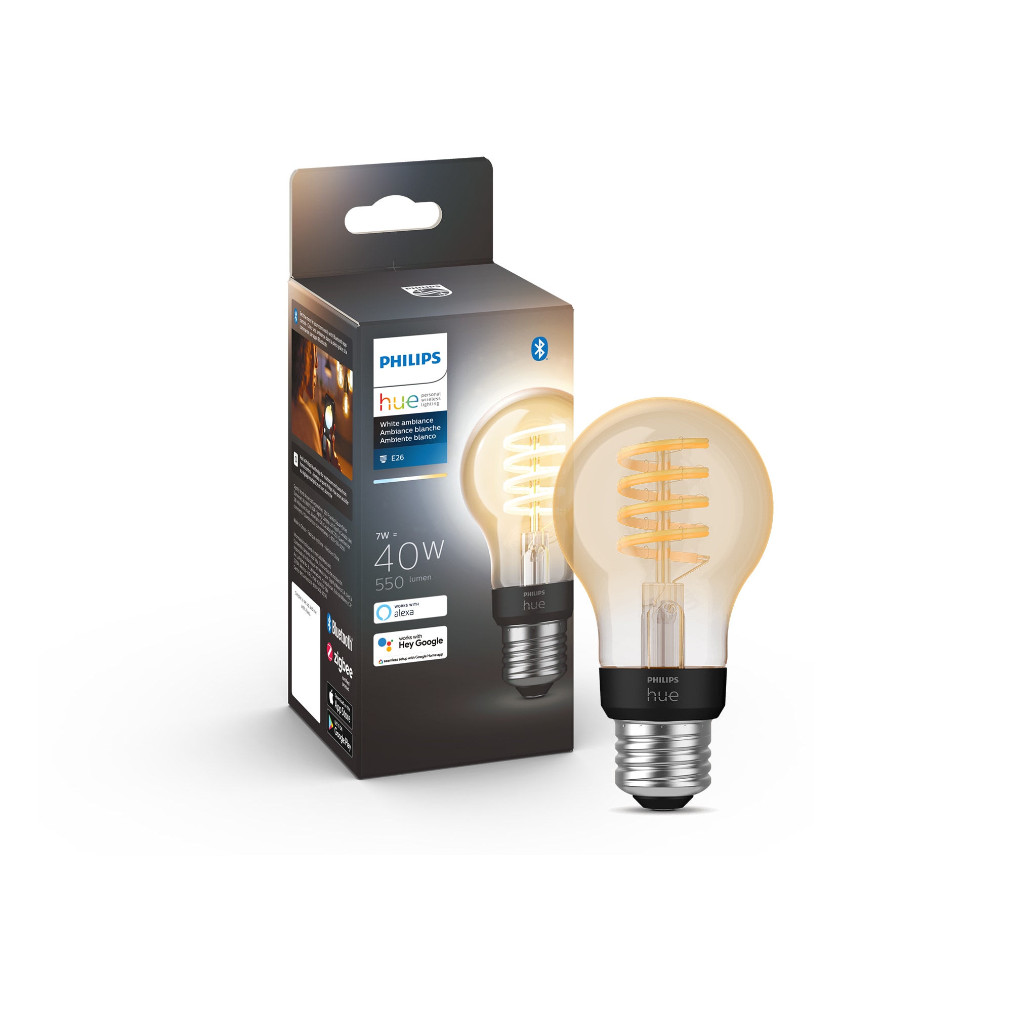 Pack 2 Bombillas Smart Hue LED E27 8w A60 White Ambiance - Philips