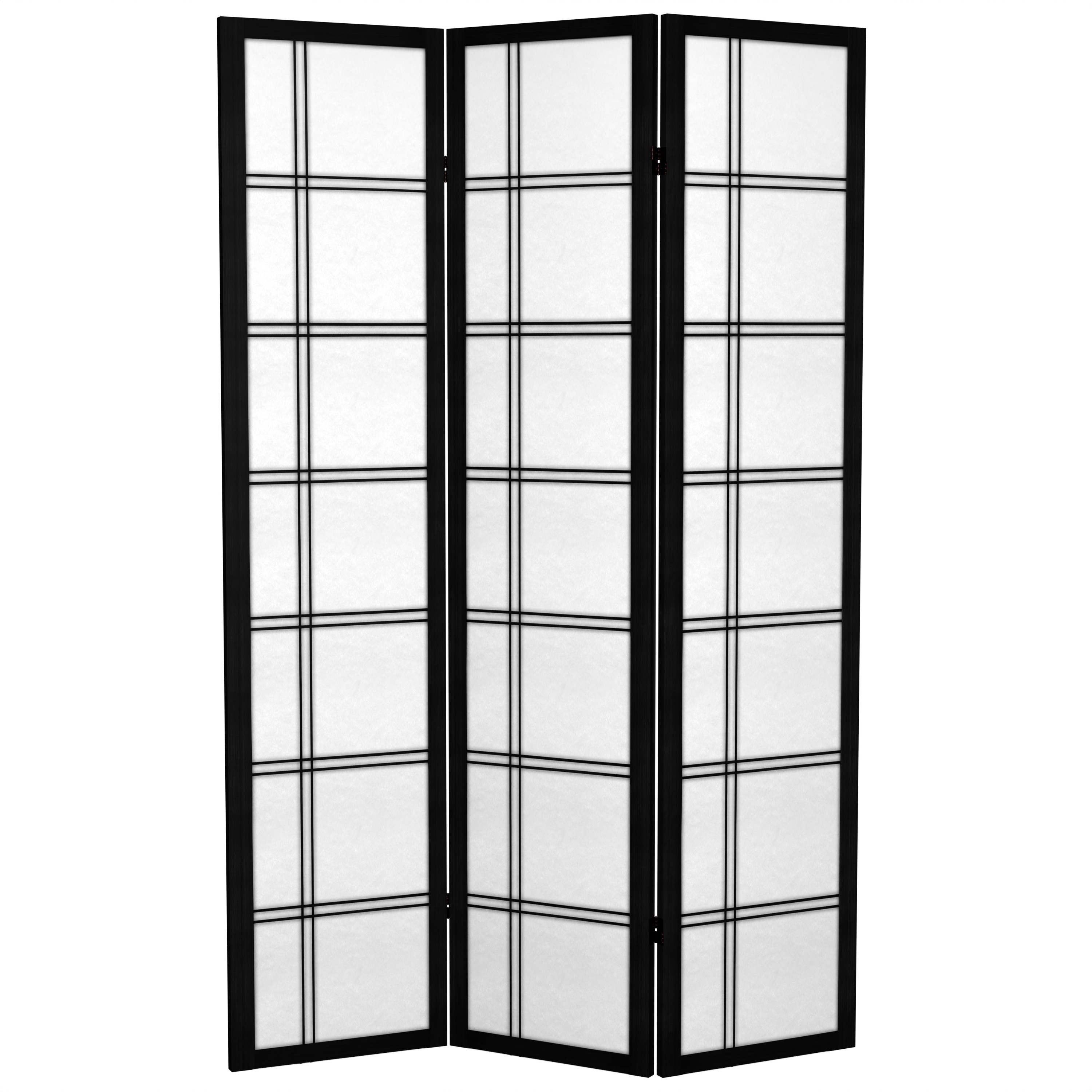 Red Lantern CAN-DC6-BLK-3P 3 -Panel Black Fabric Folding Shoji Style Room Divider