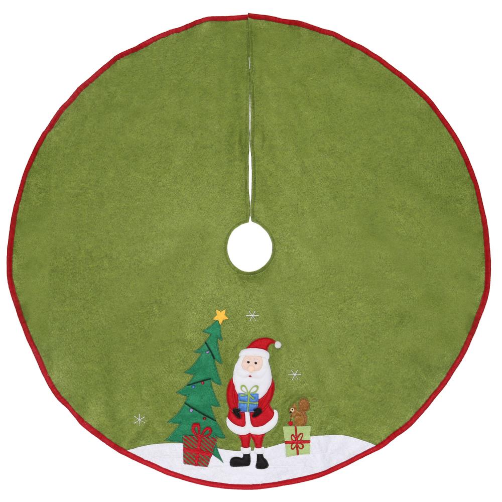 Holiday Living 40-in Green Felt Santa Christmas Tree Skirt in the ...