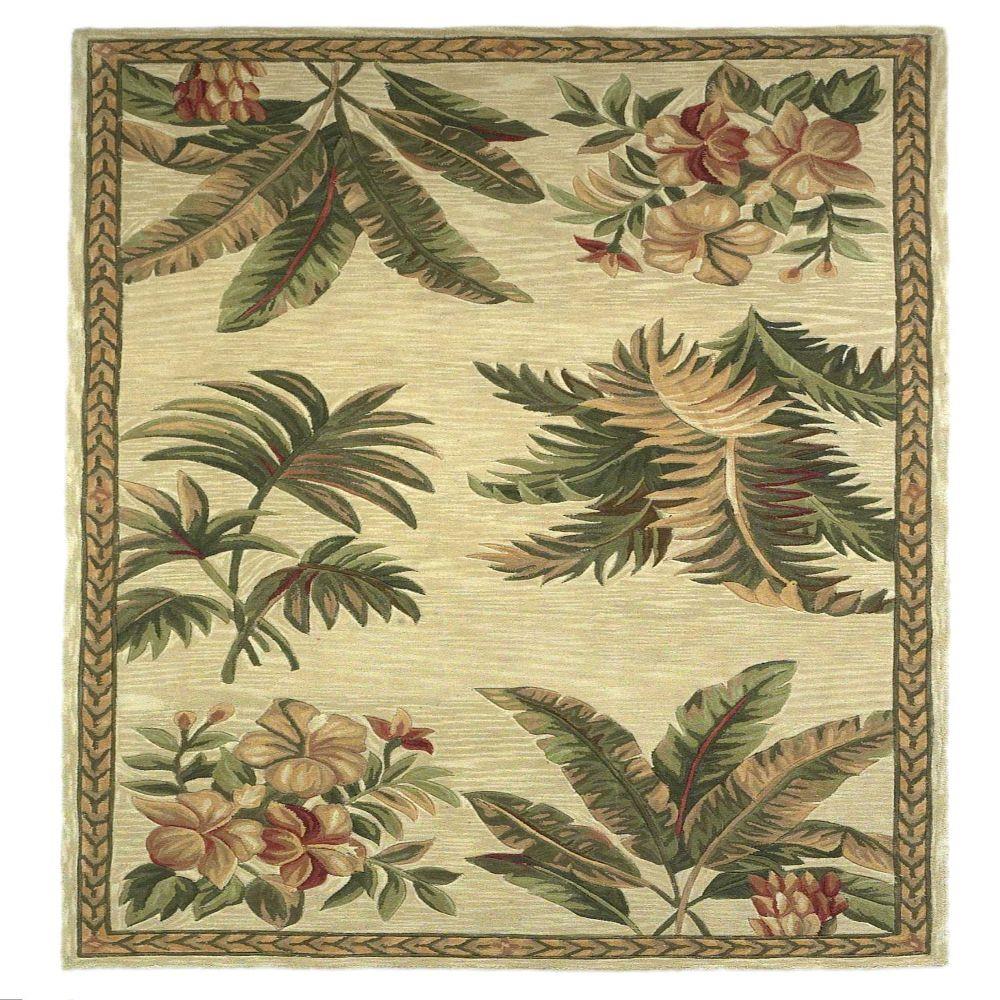 HomeRoots 350429 Bernadette 8 X 11 (ft) Wool Ivory Indoor Floral/Botanical Area Rug