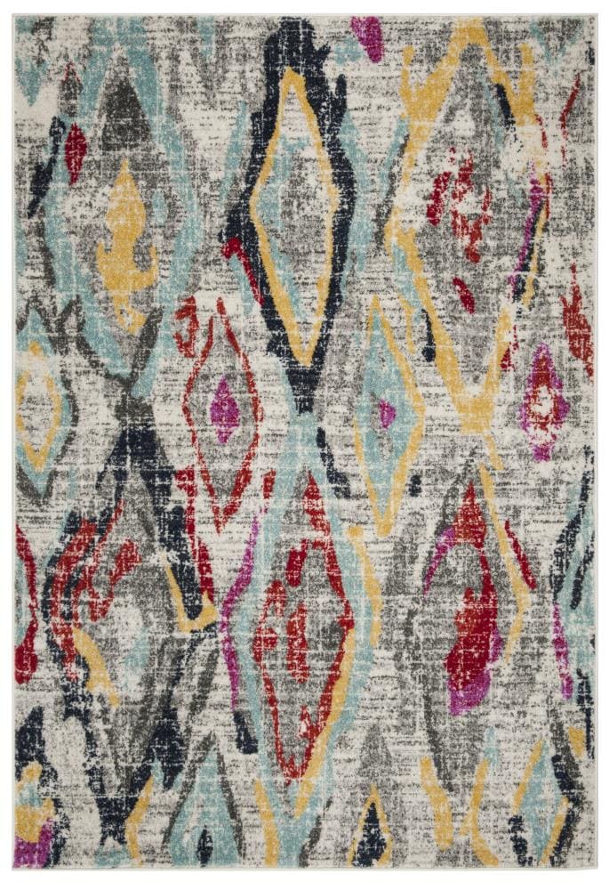 Gray and Multicolor Abstract Ikat Print 6' x 9' Area Rug