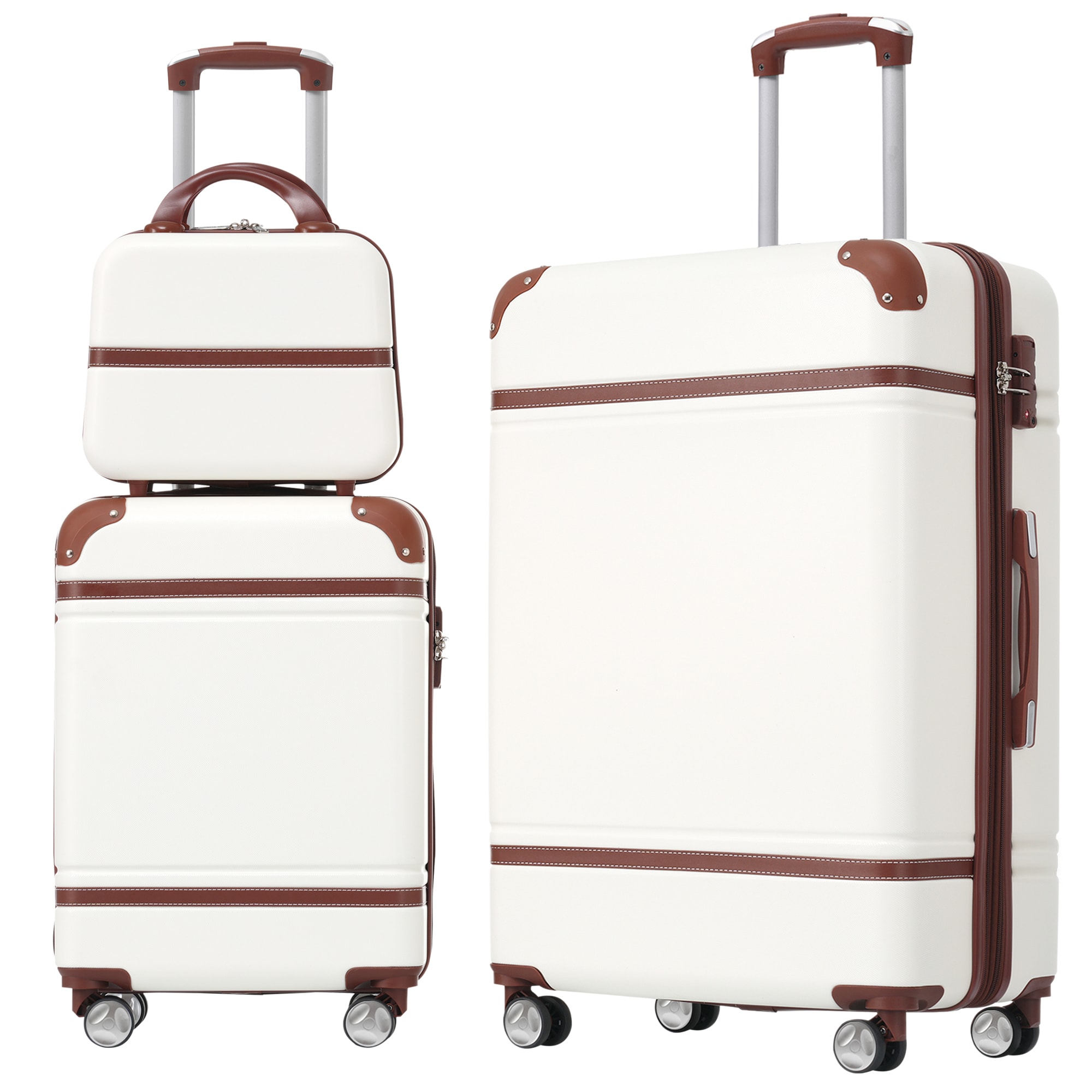 Bybafun YD9600089 30.3"x20.1 x12.4" Beige Plastic Hardshell Suitcase set 3 -Bag