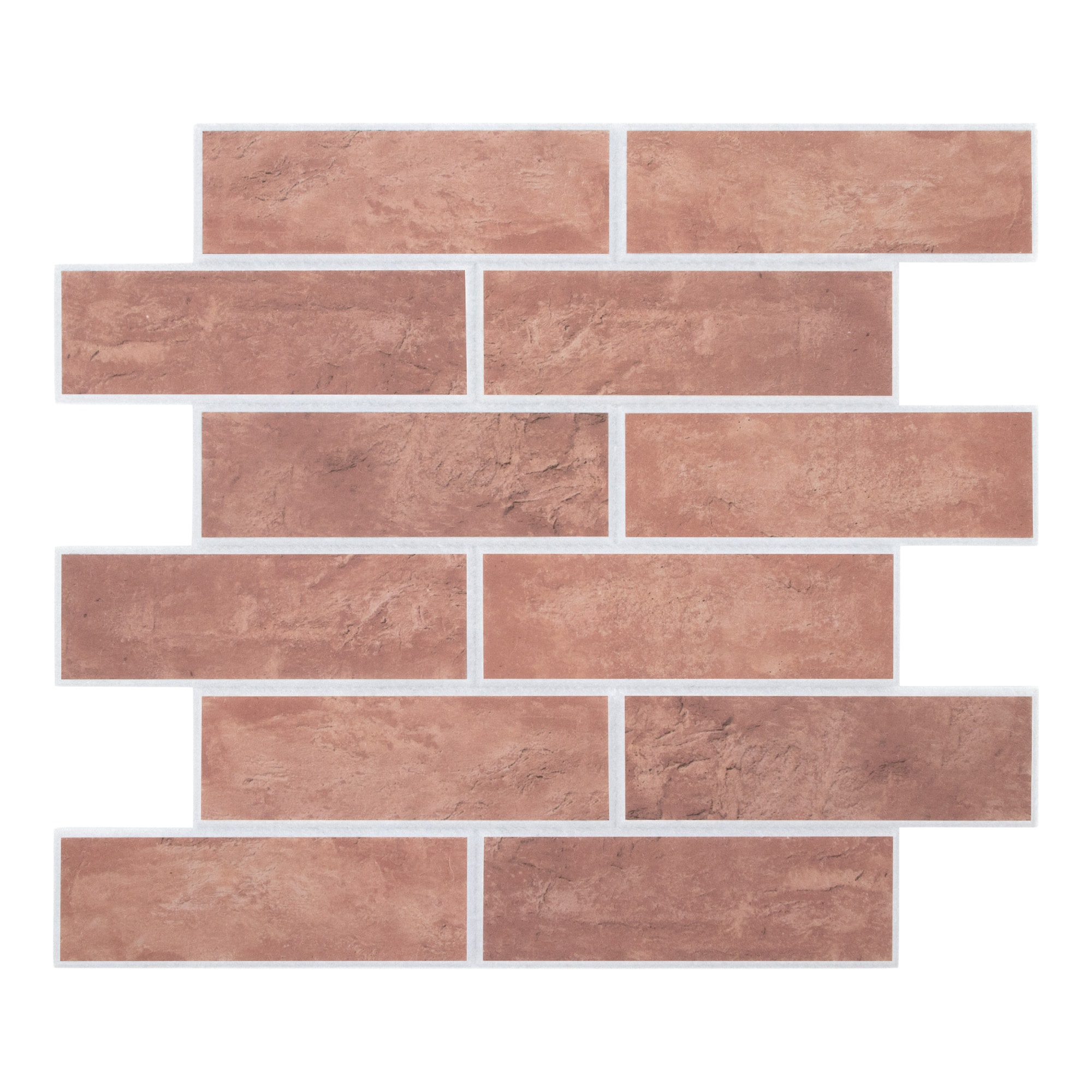 SUNWINGS - 1/2-in x 12-in x 12-in Embossed Red Plastic Wainscoting Faux Brick Wall Panel 32 -Pack