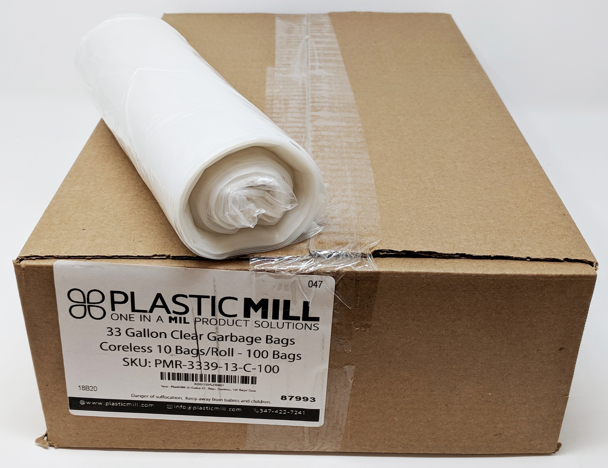 PlasticMill 35-Gallons Clear Outdoor Plastic Recycling Trash Bag