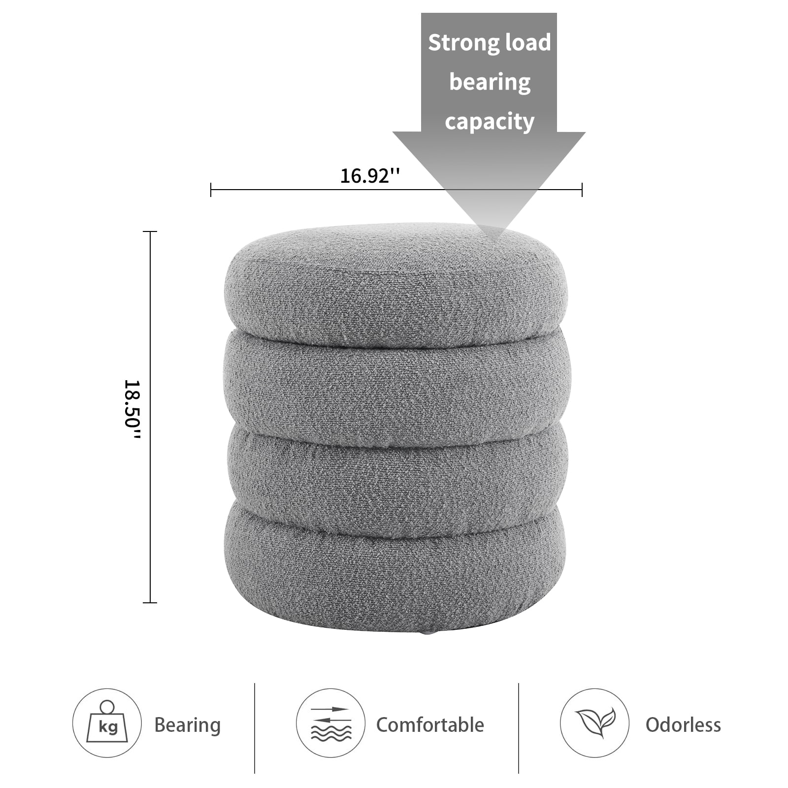 BWE A-9STOOL-05-GY Indoor-Ottomans - View #7